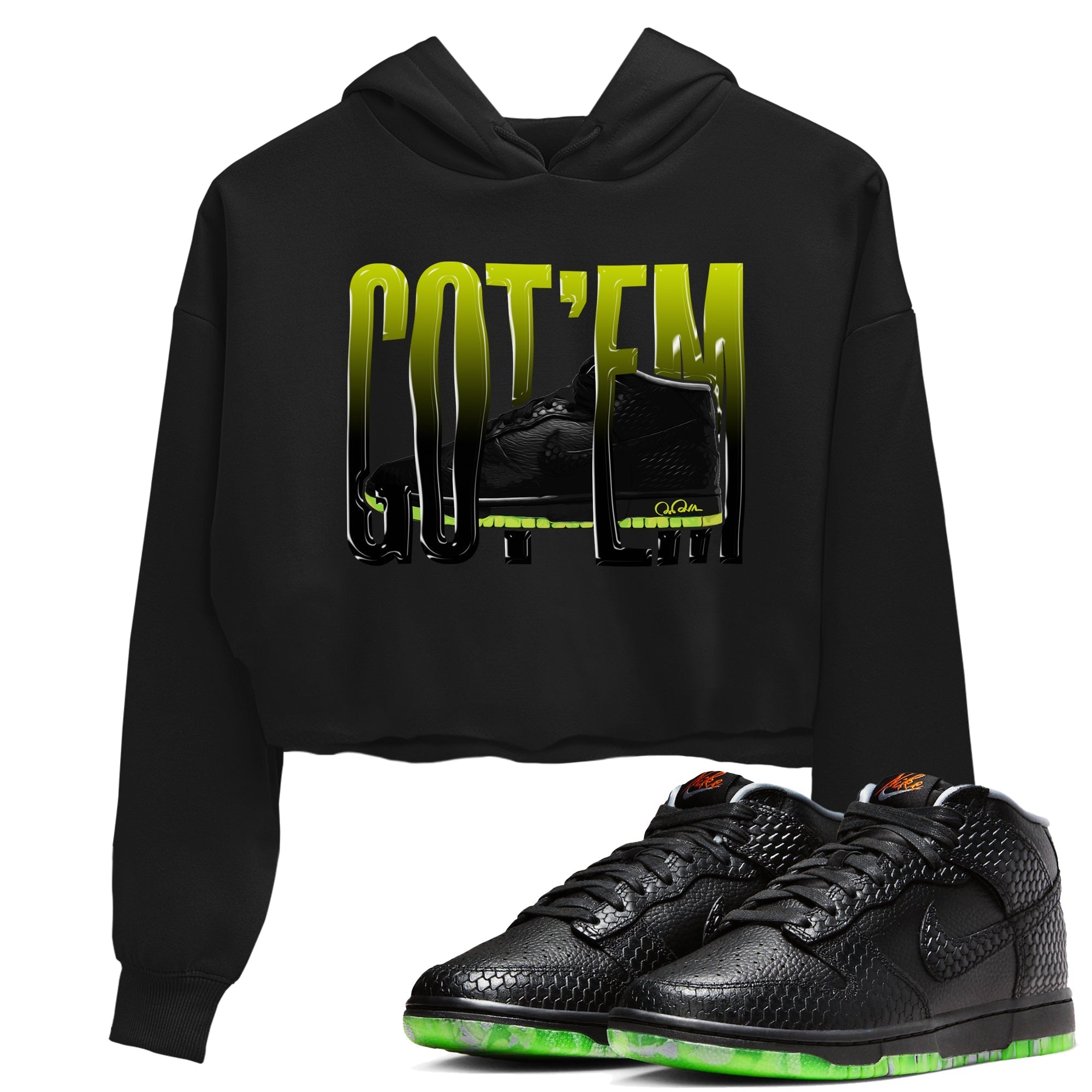 Dunk Halloween shirt to match jordans Wiggling Gotem sneaker tees halloween horror nights Nike Dunk Halloween Drip Gear Zone Black 1 Crop T-Shirt