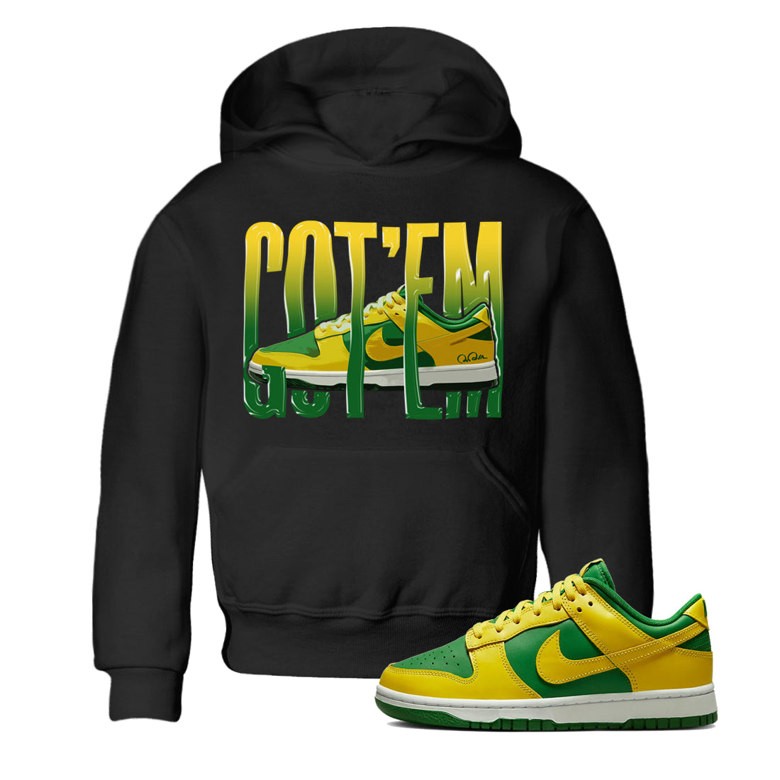 Dunk Reverse Brazil Sneaker Match Tees Wiggling Gotem Sneaker Tees Dunk Reverse Brazil Jordan to match sneaker T-Shirt Kids Shirts