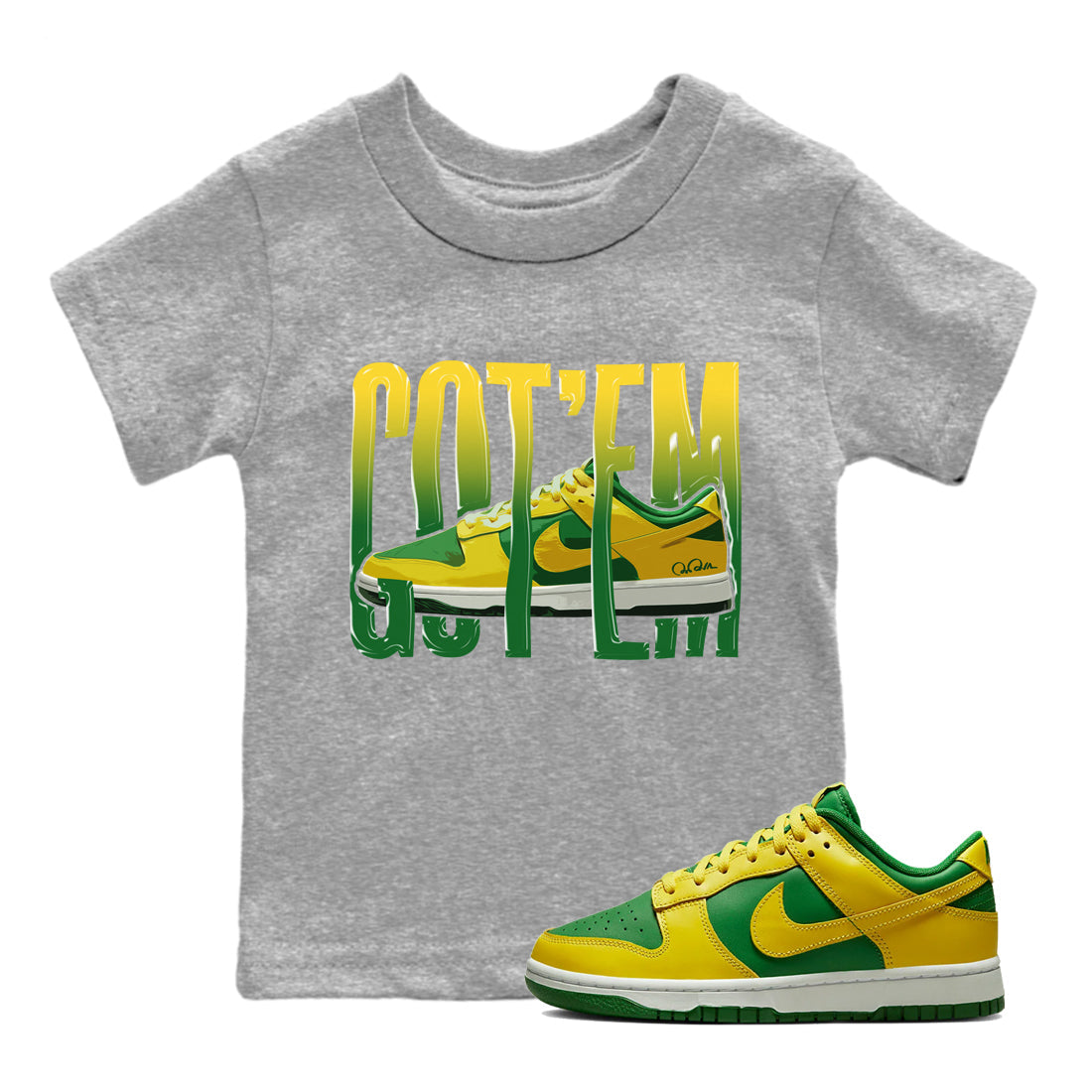 Dunk Reverse Brazil Sneaker Match Tees Wiggling Gotem Sneaker Tees Dunk Reverse Brazil Jordan to match sneaker T-Shirt Kids Shirts