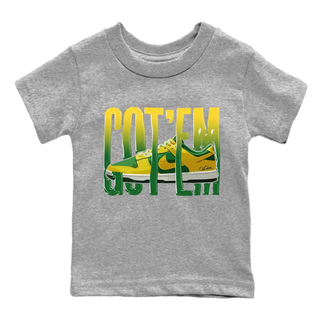 Dunk Reverse Brazil Sneaker Match Tees Wiggling Gotem Sneaker Tees Dunk Reverse Brazil Jordan to match sneaker T-Shirt Kids Shirts