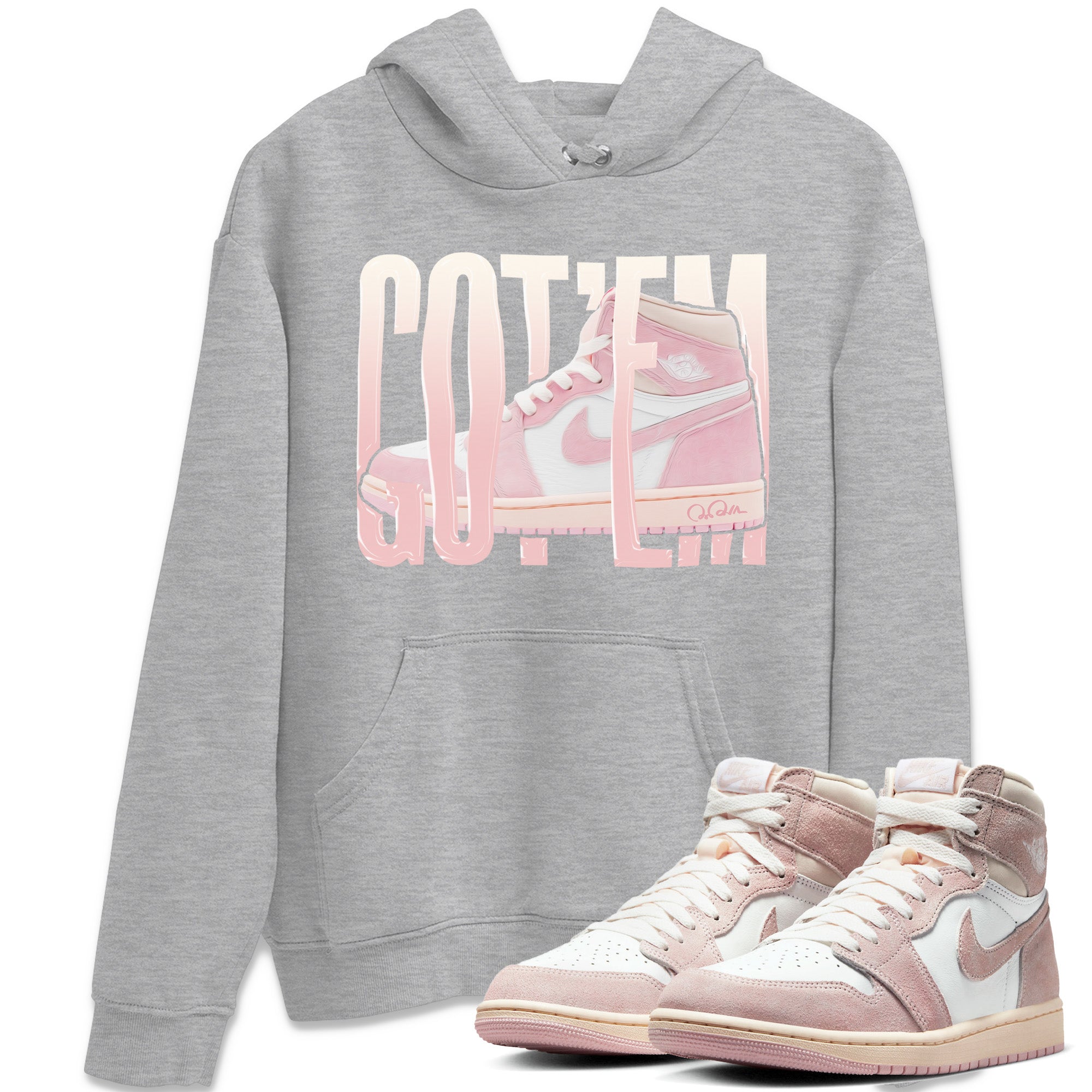 AJ1 Retro High OG Washed Pink Sneaker Match Tees Wiggling Gotem Streetwear Sneaker Shirt AJ1 Retro High OG Washed Pink Sneaker Release Tees Unisex Shirts Heather Grey 1