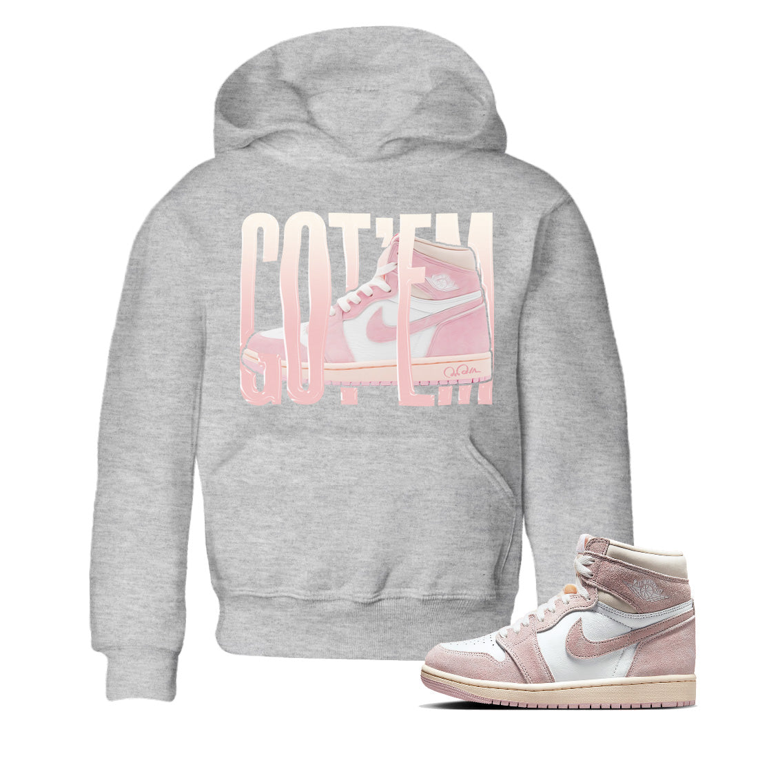AJ1 Retro High OG Washed Pink Sneaker Match Tees Wiggling Gotem Streetwear Sneaker Shirt AJ1 Retro High OG Washed Pink Sneaker Release Tees Kids Shirts Heather Grey 1