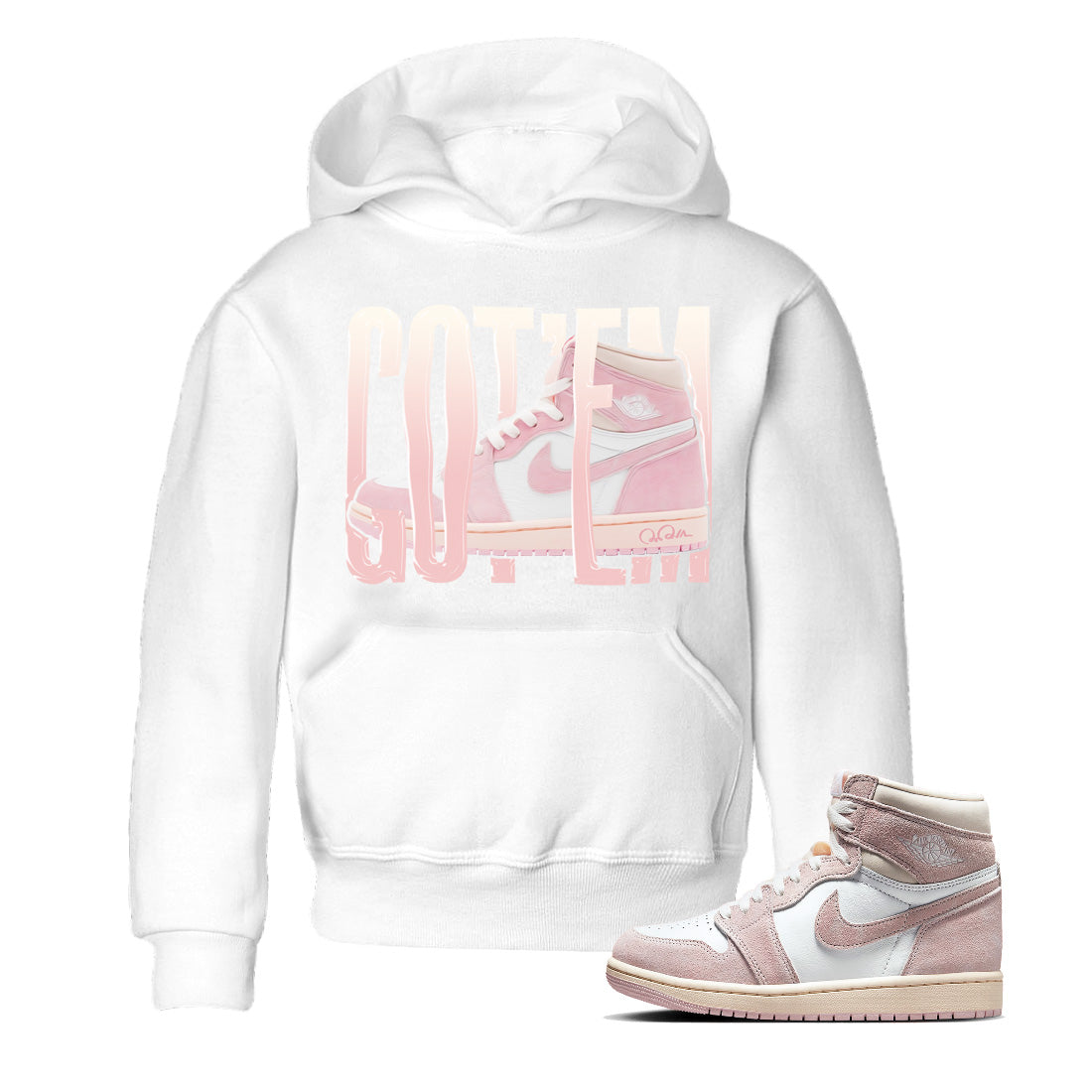 AJ1 Retro High OG Washed Pink Sneaker Match Tees Wiggling Gotem Streetwear Sneaker Shirt AJ1 Retro High OG Washed Pink Sneaker Release Tees Kids Shirts White 1