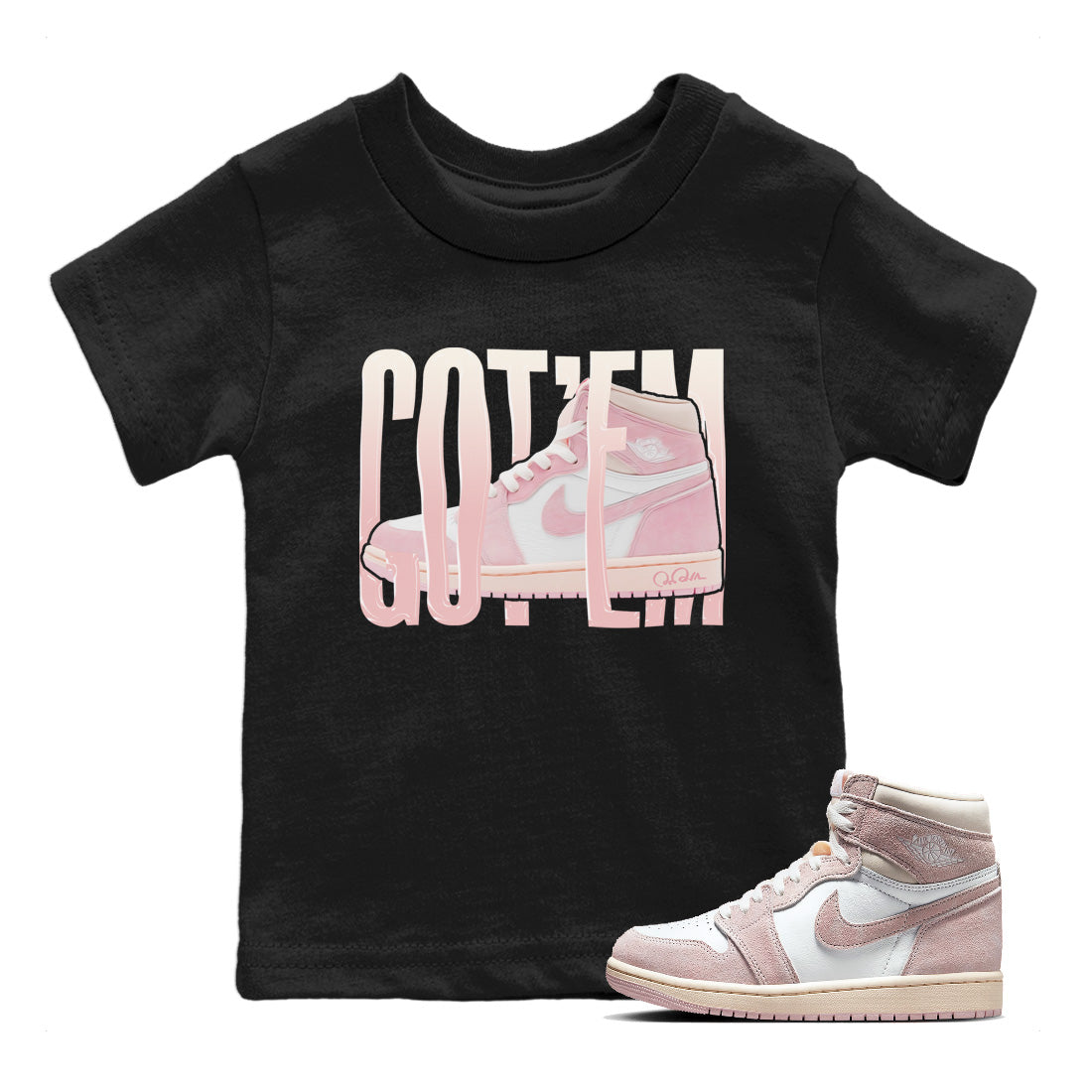 AJ1 Retro High OG Washed Pink Sneaker Match Tees Wiggling Gotem Streetwear Sneaker Shirt AJ1 Retro High OG Washed Pink Sneaker Release Tees Kids Shirts Black 1