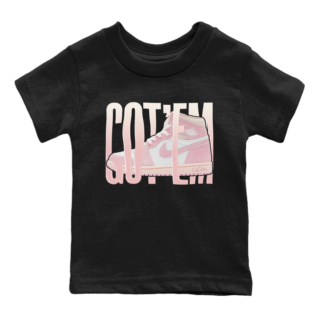 AJ1 Retro High OG Washed Pink Sneaker Match Tees Wiggling Gotem Streetwear Sneaker Shirt AJ1 Retro High OG Washed Pink Sneaker Release Tees Kids Shirts Black 2