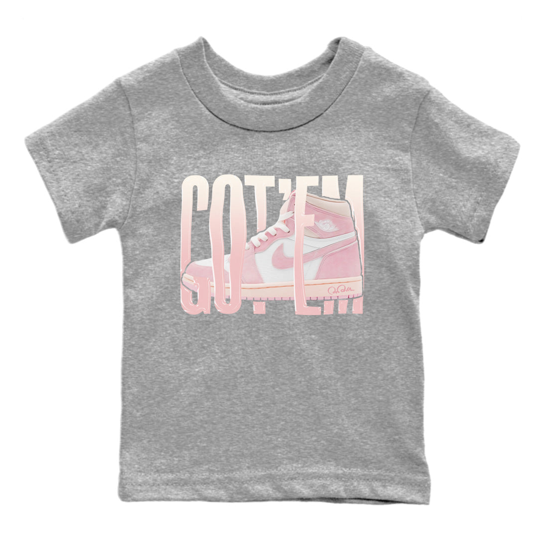 AJ1 Retro High OG Washed Pink Sneaker Match Tees Wiggling Gotem Streetwear Sneaker Shirt AJ1 Retro High OG Washed Pink Sneaker Release Tees Kids Shirts Heather Grey 2