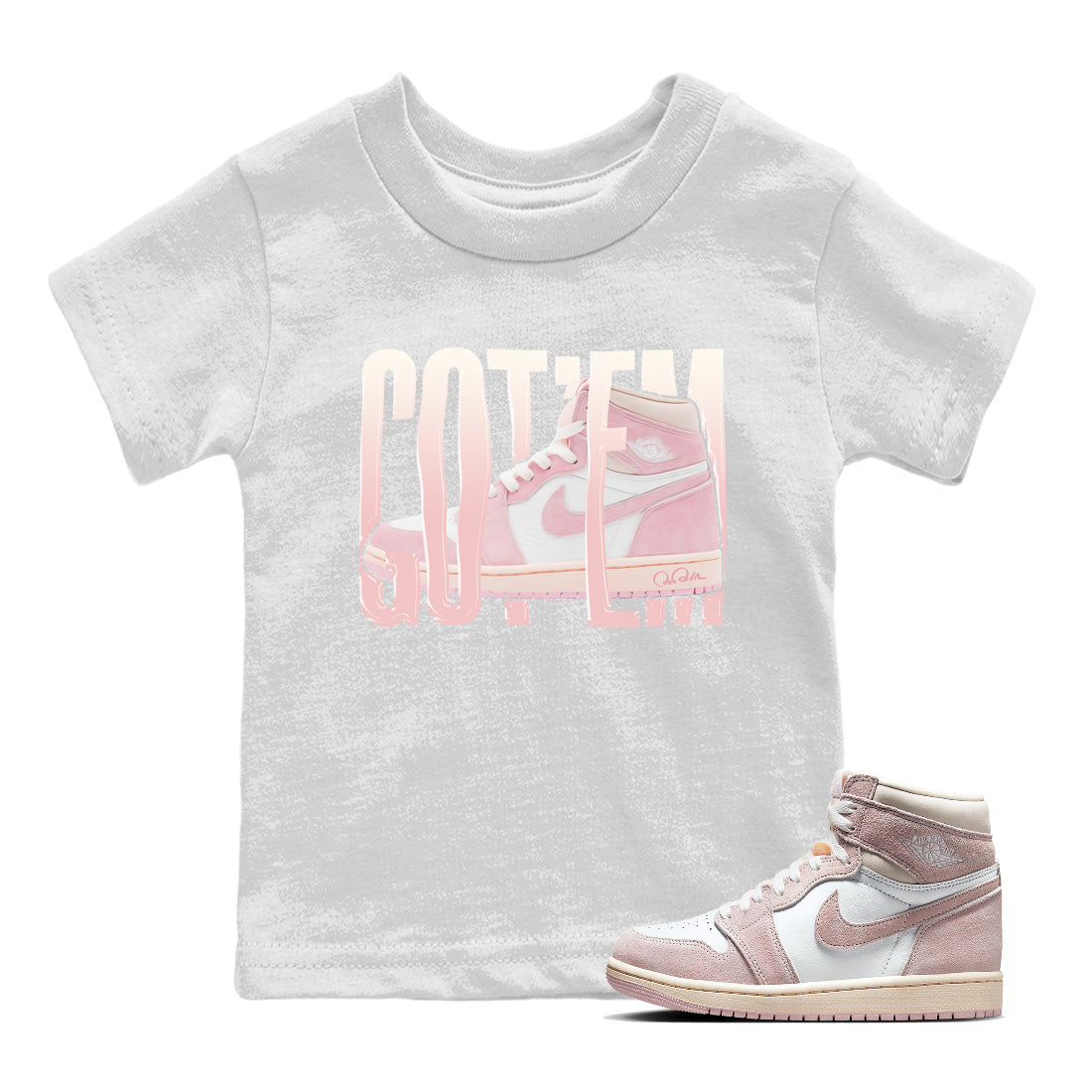 AJ1 Retro High OG Washed Pink Sneaker Match Tees Wiggling Gotem Streetwear Sneaker Shirt AJ1 Retro High OG Washed Pink Sneaker Release Tees Kids Shirts White 1