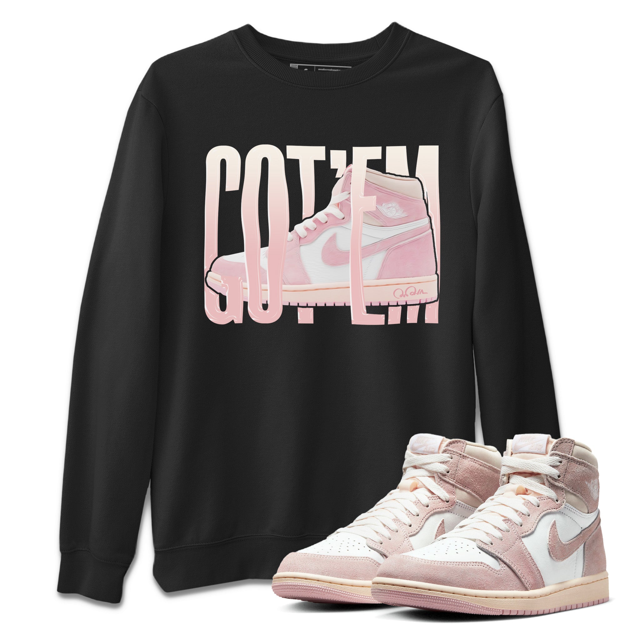 Air Jordan 1 Washed Pink Wiggling Gotem Crew Neck Streetwear Sneaker Shirt AJ1 Retro High OG Washed Pink Sneaker T-Shirts Washing and Care Tip