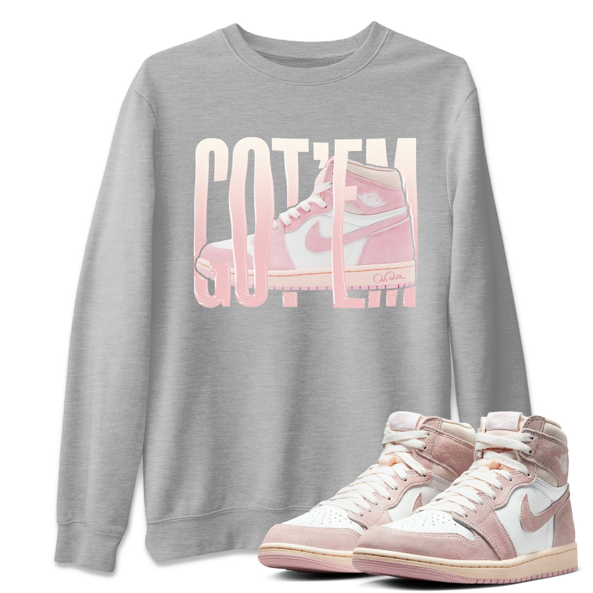 AJ1 Retro High OG Washed Pink Sneaker Match Tees Wiggling Gotem Streetwear Sneaker Shirt AJ1 Retro High OG Washed Pink Sneaker Release Tees Unisex Shirts Heather Grey 1