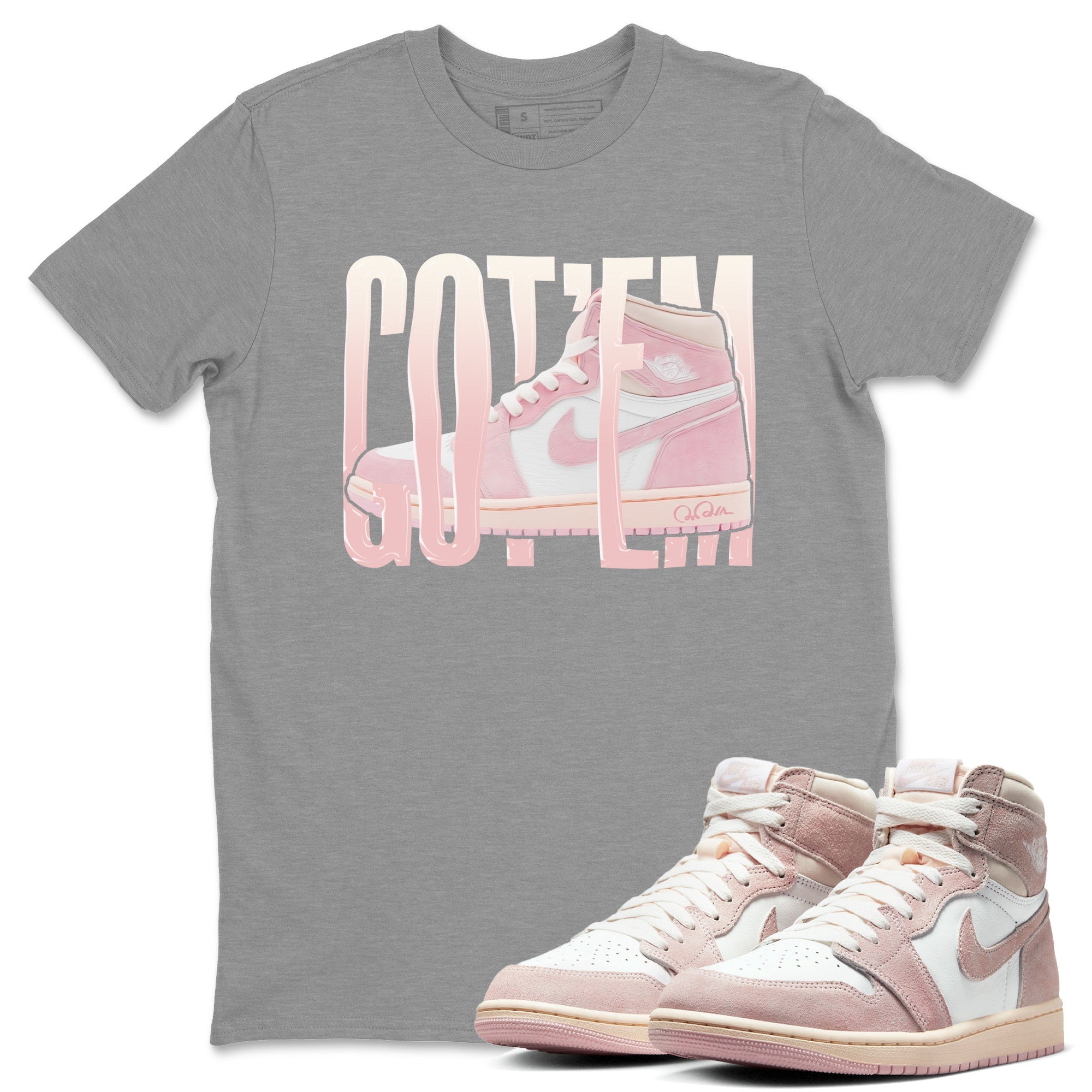 Air Jordan 1 Washed Pink Wiggling Gotem Crew Neck Streetwear Sneaker Shirt AJ1 Retro High OG Washed Pink Sneaker T-Shirts Size Chart