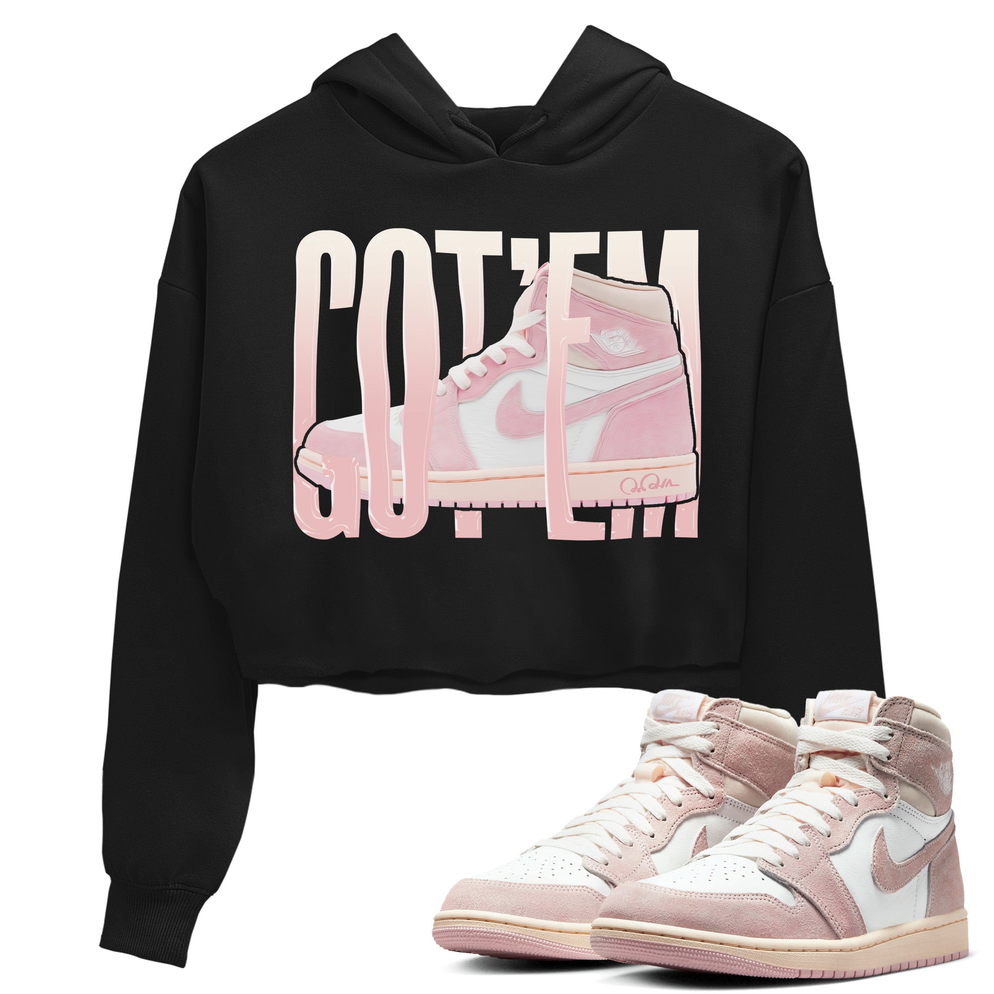 AJ1 Retro High OG Washed Pink Sneaker Match Tees Wiggling Gotem Streetwear Sneaker Shirt AJ1 Retro High OG Washed Pink Sneaker Release Tees Women's Shirts Black 1