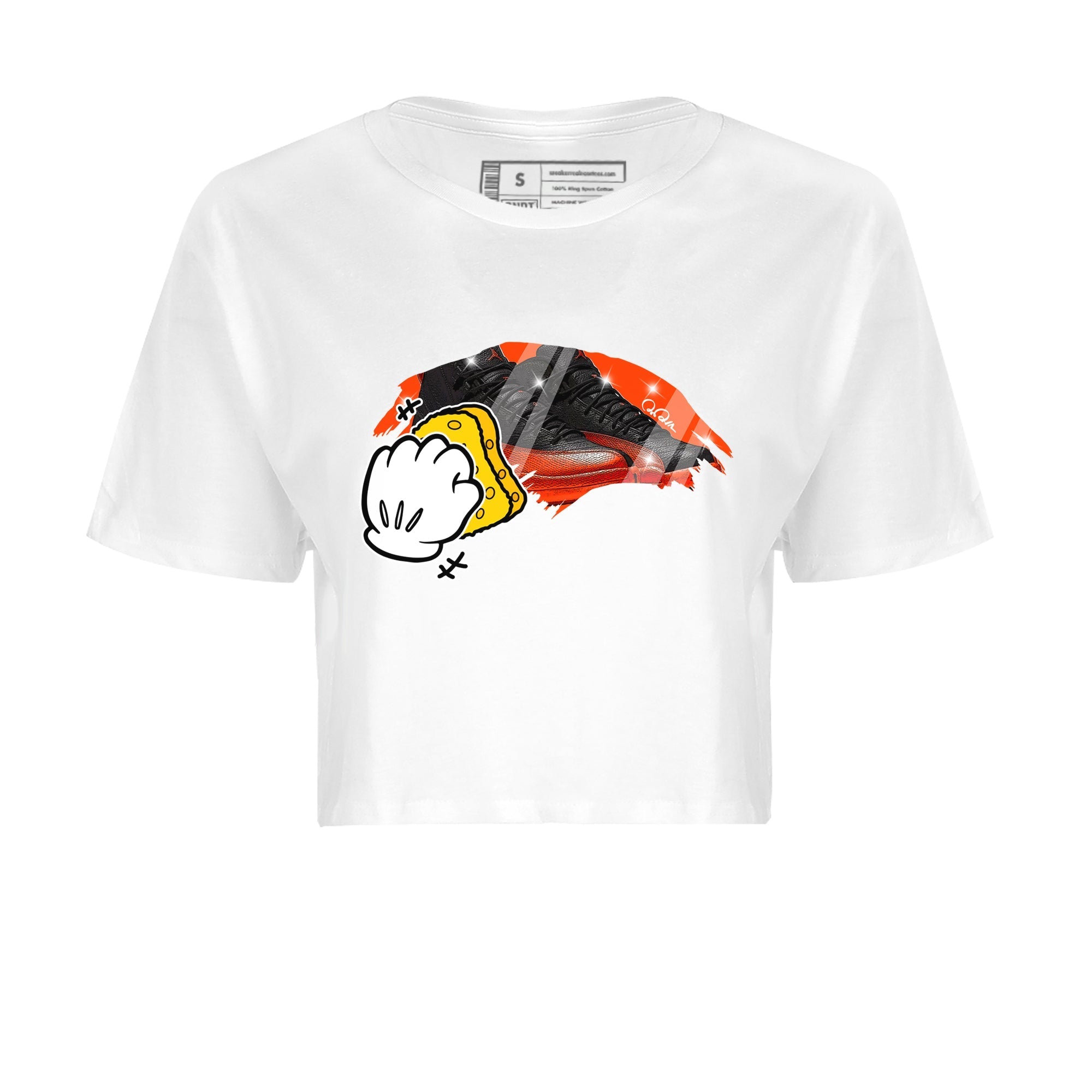 Air Jordan 12 Brilliant Orange Sneaker Match Tees Wiping Streetwear Sneaker Shirt AJ12 Brilliant Orange Sneaker Release Tees Women's Shirts White 2