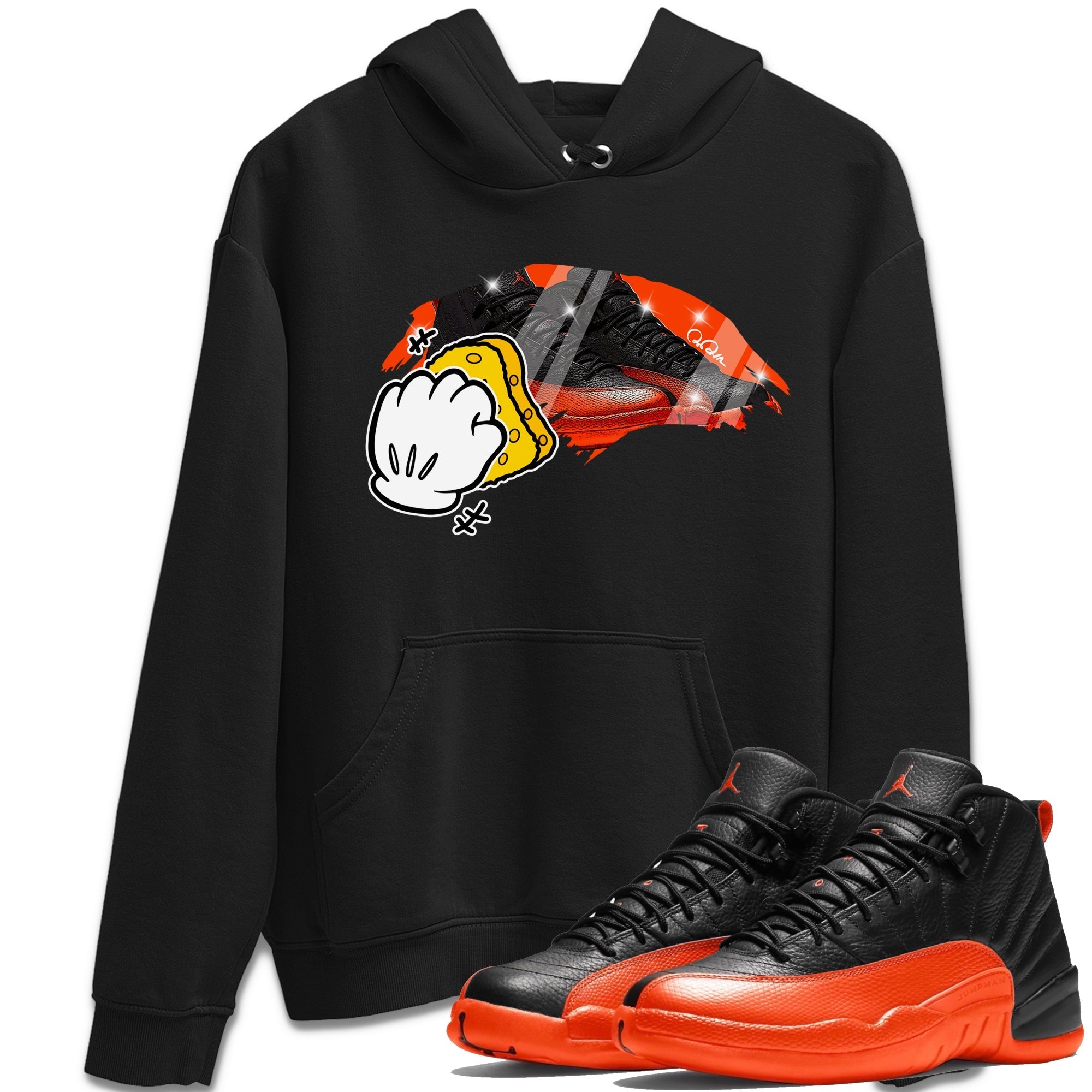 Air Jordan 12 Brilliant Orange Sneaker Match Tees Wiping Streetwear Sneaker Shirt AJ12 Brilliant Orange Sneaker Release Tees Unisex Shirts Black 1