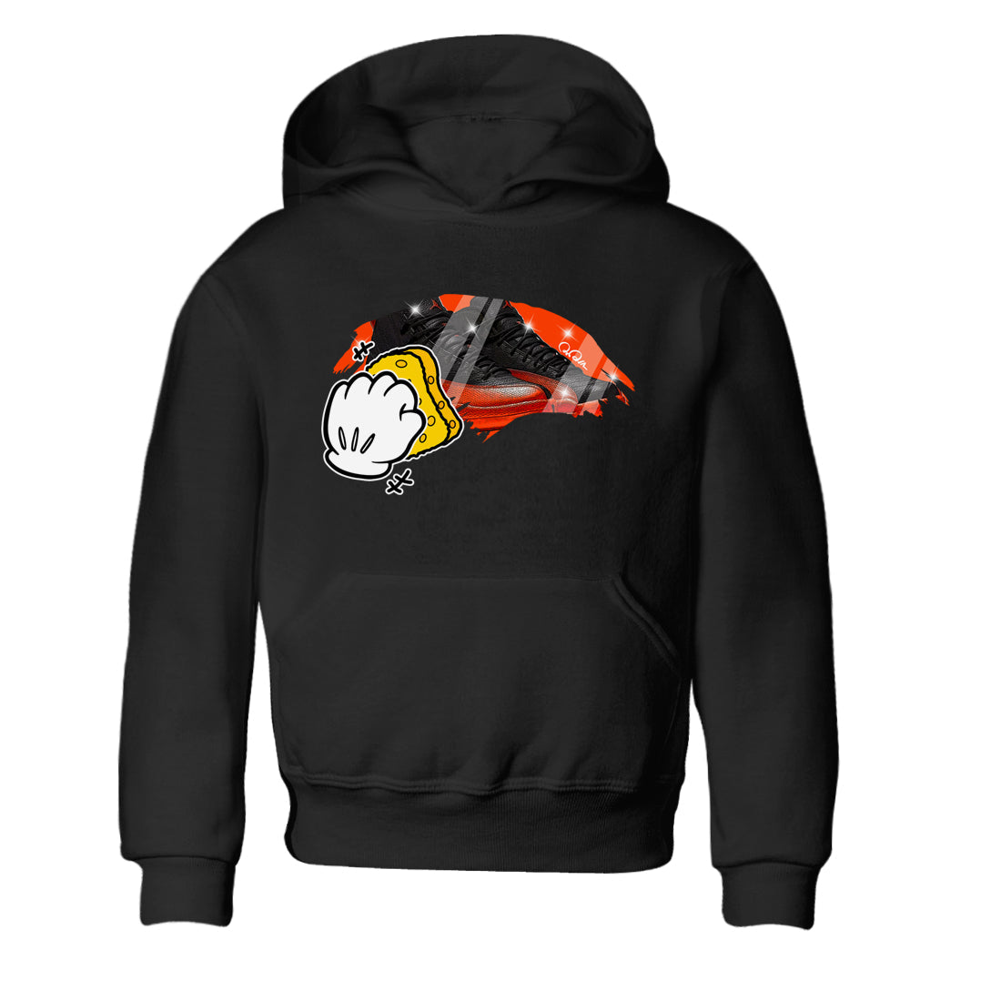 Air Jordan 12 Brilliant Orange Sneaker Match Tees Wiping Streetwear Sneaker Shirt AJ12 Brilliant Orange Sneaker Release Tees Kids Shirts Black 2