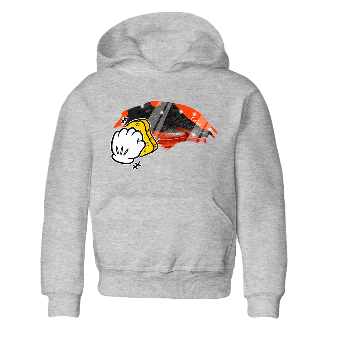 Air Jordan 12 Brilliant Orange Sneaker Match Tees Wiping Streetwear Sneaker Shirt AJ12 Brilliant Orange Sneaker Release Tees Kids Shirts Heather Grey 2