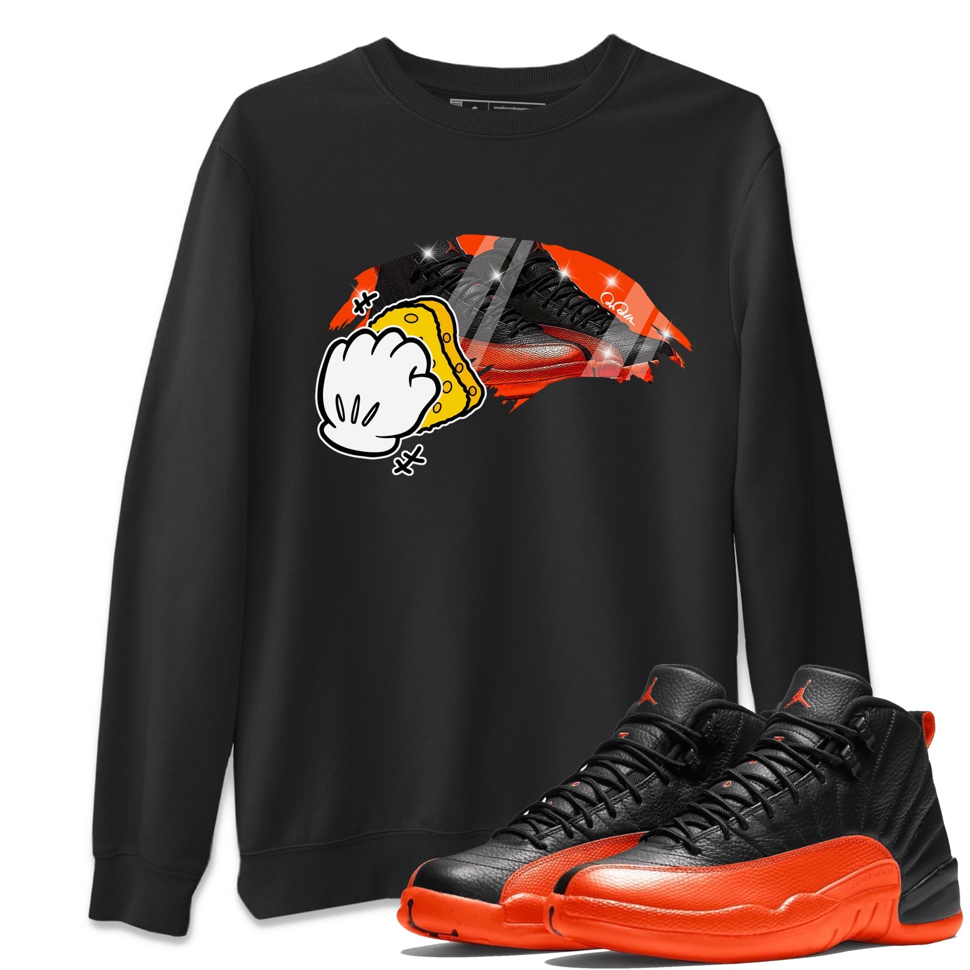 Air Jordan 12 Brilliant Orange Sneaker Match Tees Wiping Streetwear Sneaker Shirt AJ12 Brilliant Orange Sneaker Release Tees Unisex Shirts Black 1