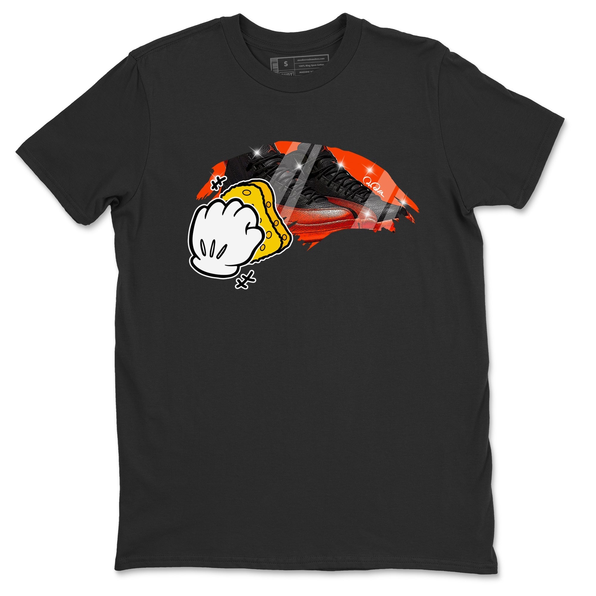 Air Jordan 12 Brilliant Orange Sneaker Match Tees Wiping Streetwear Sneaker Shirt AJ12 Brilliant Orange Sneaker Release Tees Unisex Shirts Black 2