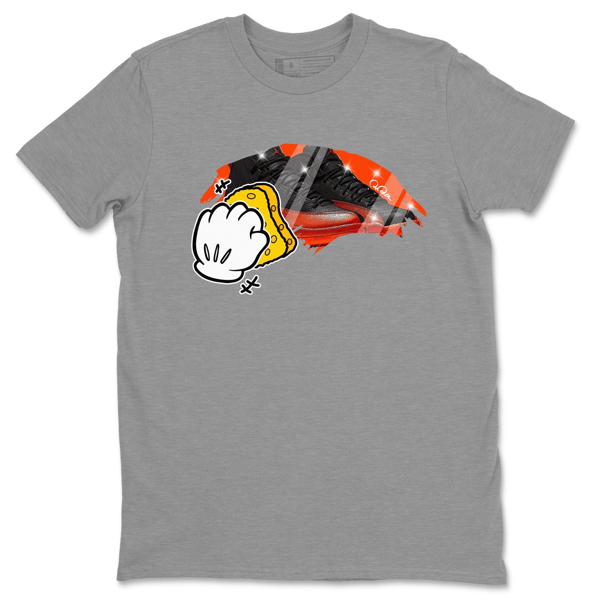 Air Jordan 12 Brilliant Orange Sneaker Match Tees Wiping Streetwear Sneaker Shirt AJ12 Brilliant Orange Sneaker Release Tees Unisex Shirts Heather Grey 2