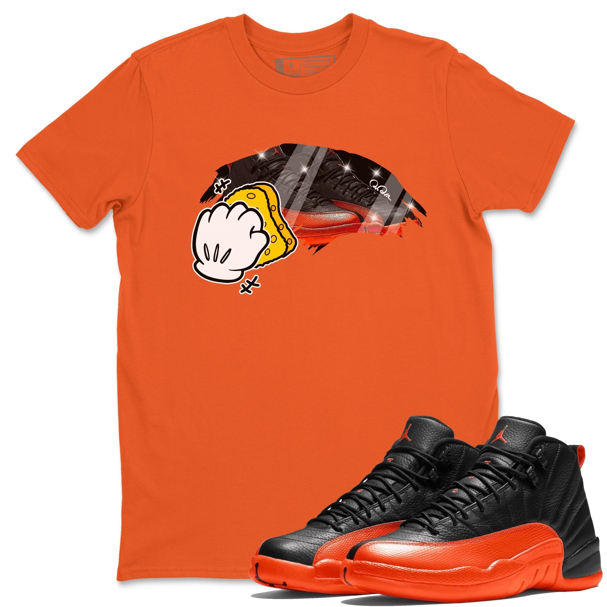 Air Jordan 12 Brilliant Orange Sneaker Match Tees Wiping Streetwear Sneaker Shirt AJ12 Brilliant Orange Sneaker Release Tees Unisex Shirts Orange 1