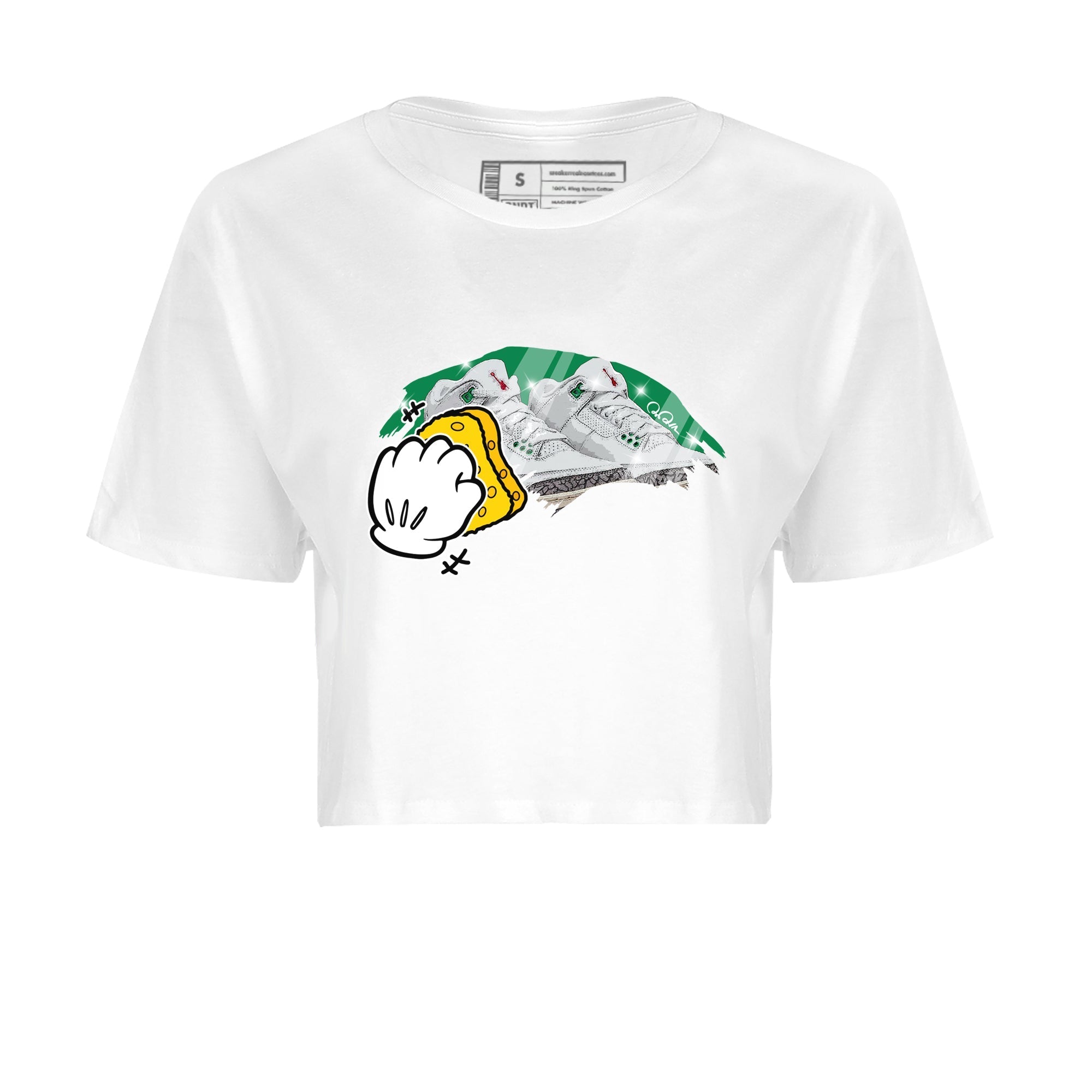 Air Jordan 3 Lucky Green Sneaker Match Tees Wiping Streetwear Sneaker Shirt AJ3 Lucky Green Sneaker Release Tees Women's Shirts White 2