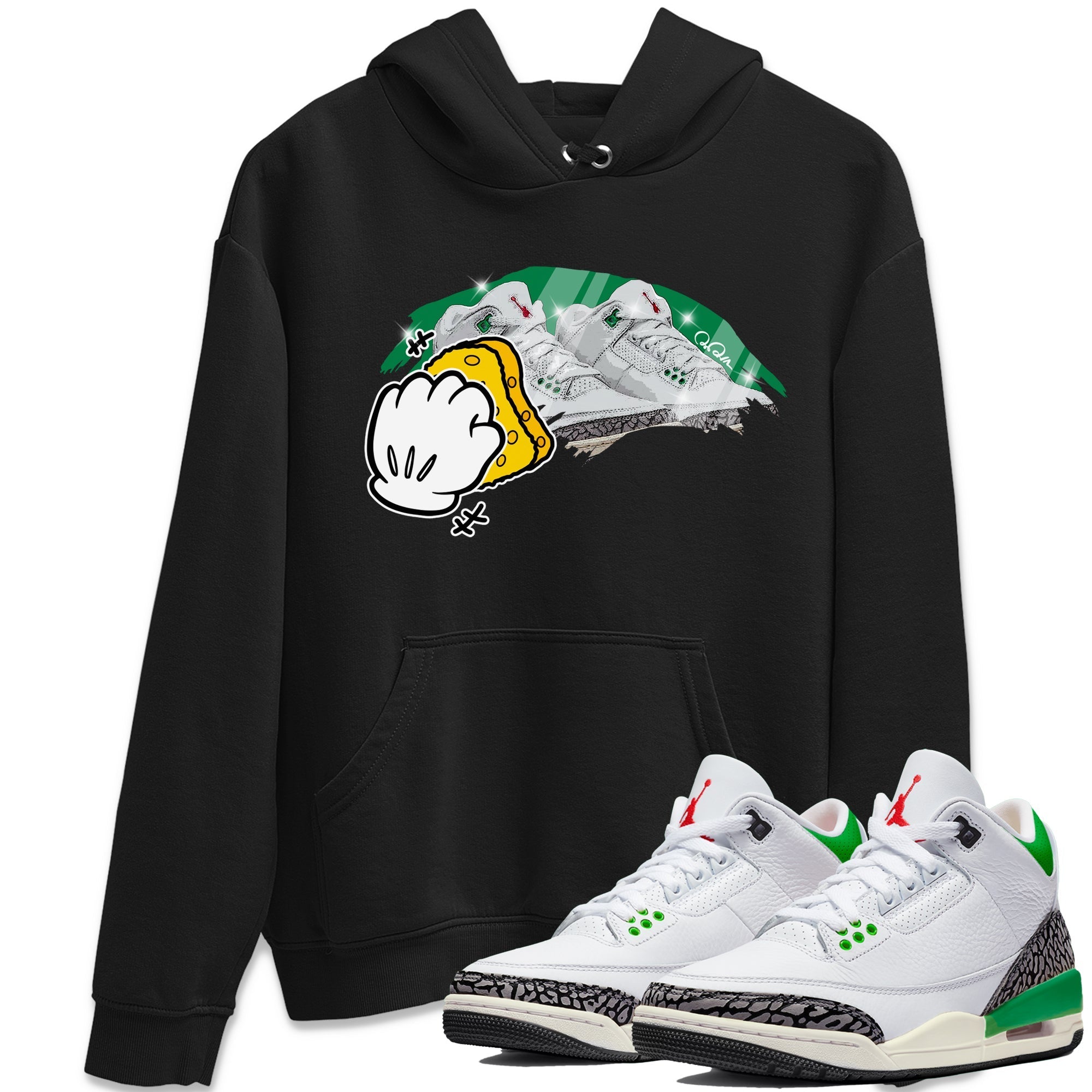 Air Jordan 3 Lucky Green Sneaker Match Tees Wiping Streetwear Sneaker Shirt AJ3 Lucky Green Sneaker Release Tees Unisex Shirts Black 1