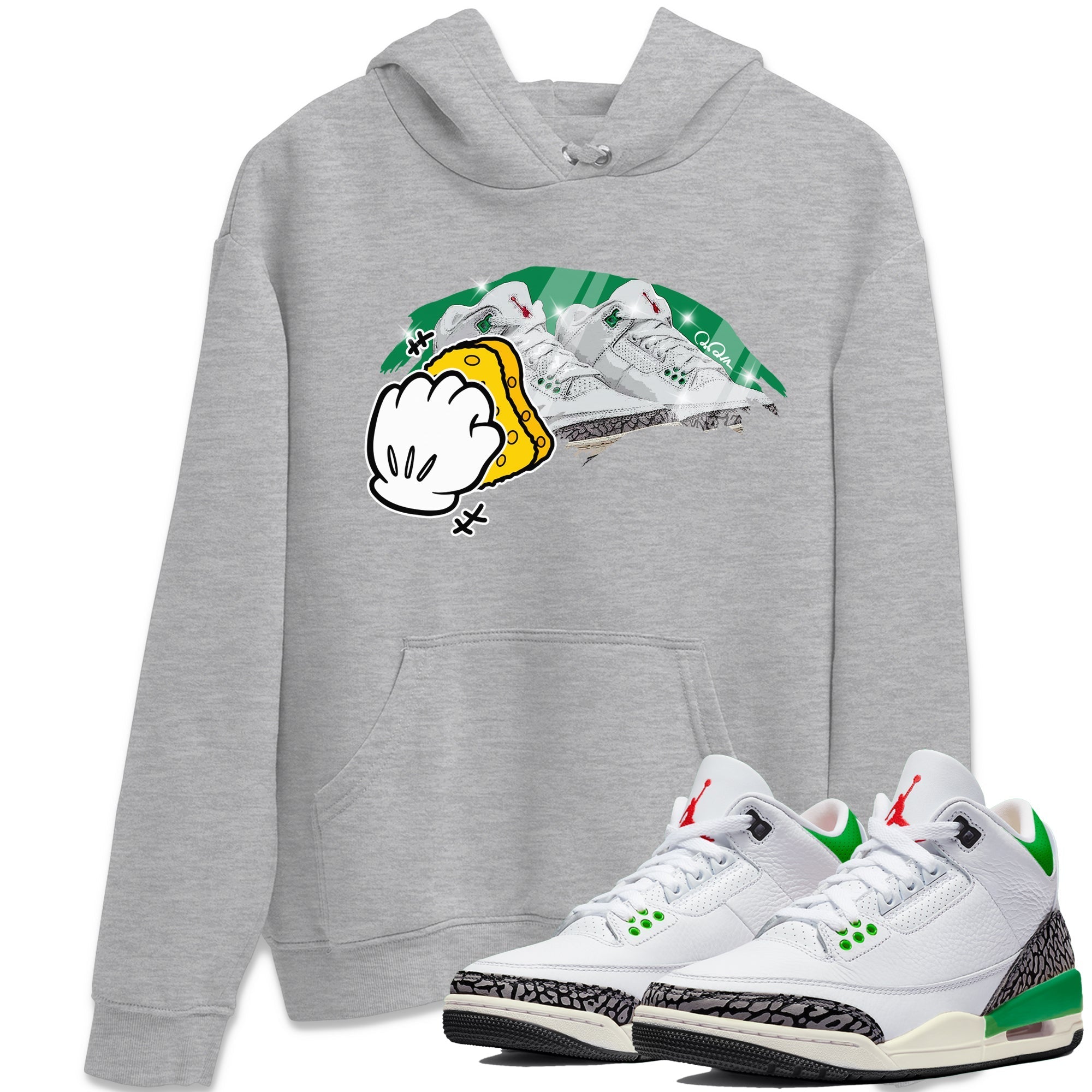 Air Jordan 3 Lucky Green Sneaker Match Tees Wiping Streetwear Sneaker Shirt AJ3 Lucky Green Sneaker Release Tees Unisex Shirts Heather Grey 1