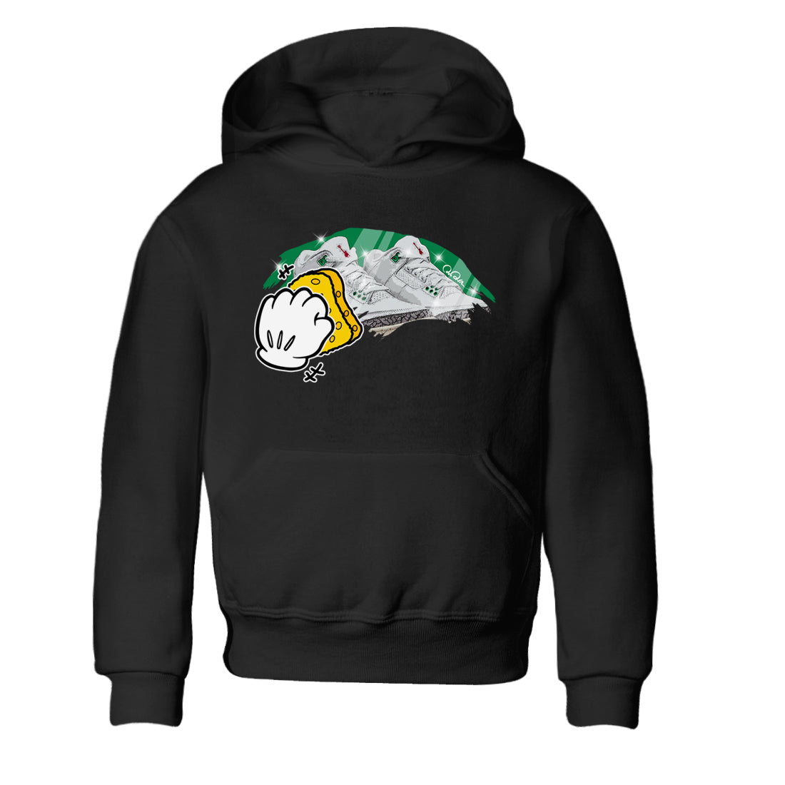 Air Jordan 3 Lucky Green Sneaker Match Tees Wiping Streetwear Sneaker Shirt AJ3 Lucky Green Sneaker Release Tees Kids Shirts Black 2