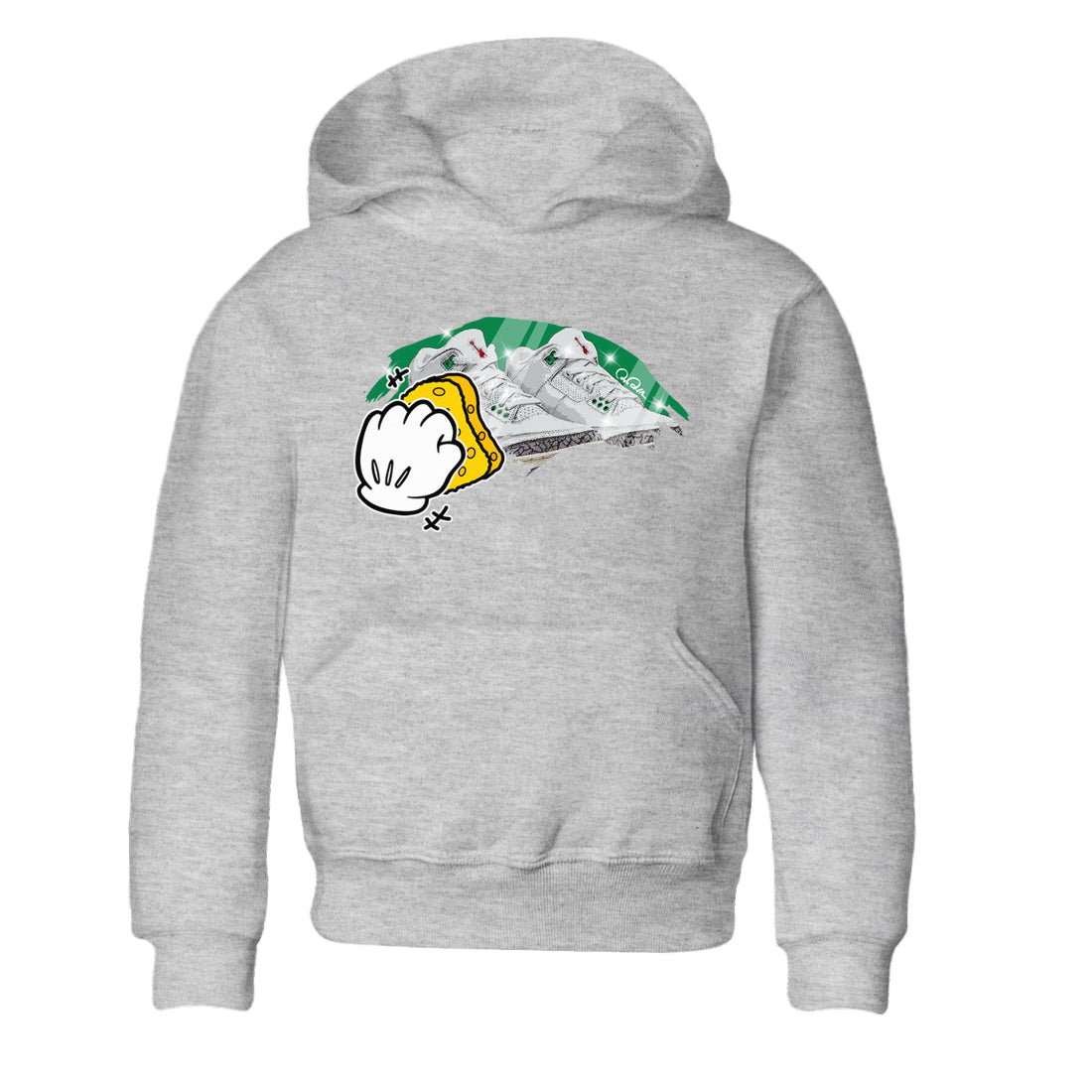 Air Jordan 3 Lucky Green Sneaker Match Tees Wiping Streetwear Sneaker Shirt AJ3 Lucky Green Sneaker Release Tees Kids Shirts Heather Grey 2