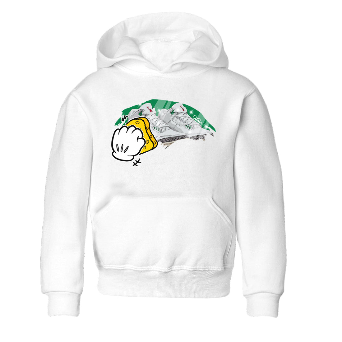 Air Jordan 3 Lucky Green Sneaker Match Tees Wiping Streetwear Sneaker Shirt AJ3 Lucky Green Sneaker Release Tees Kids Shirts White 2