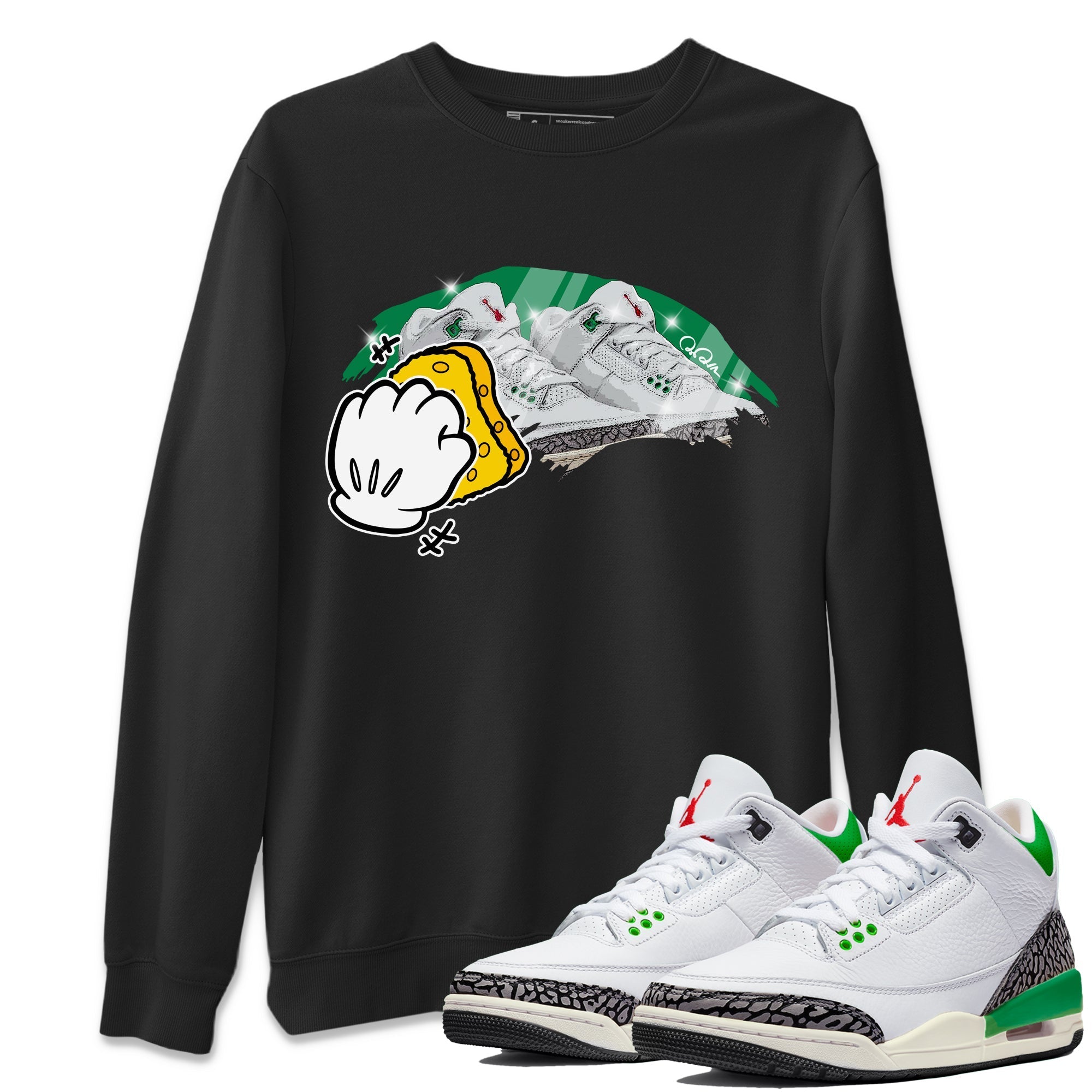 Air Jordan 3 Lucky Green Sneaker Match Tees Wiping Streetwear Sneaker Shirt AJ3 Lucky Green Sneaker Release Tees Unisex Shirts Black 1