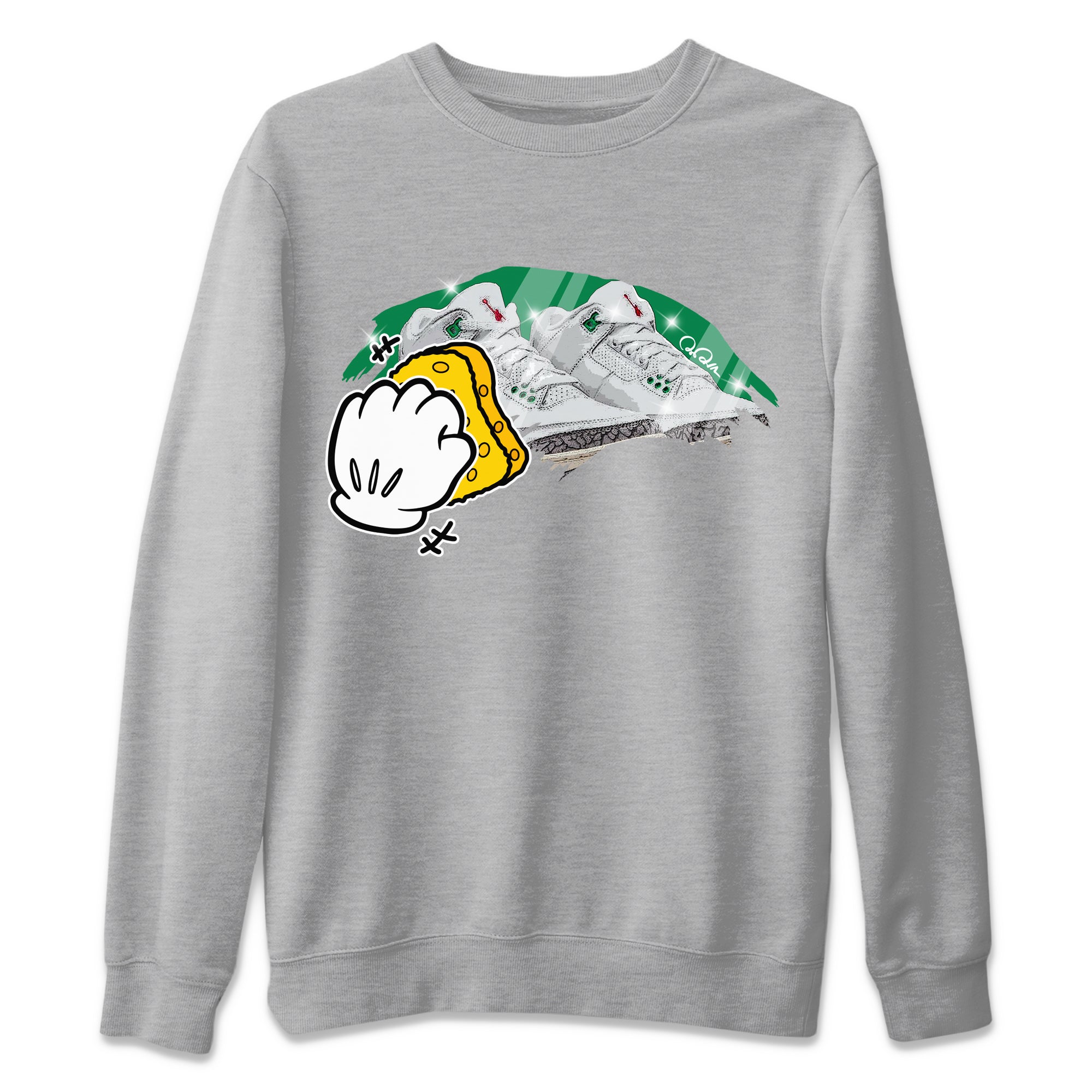 Air Jordan 3 Lucky Green Sneaker Match Tees Wiping Streetwear Sneaker Shirt AJ3 Lucky Green Sneaker Release Tees Unisex Shirts Heather Grey 2