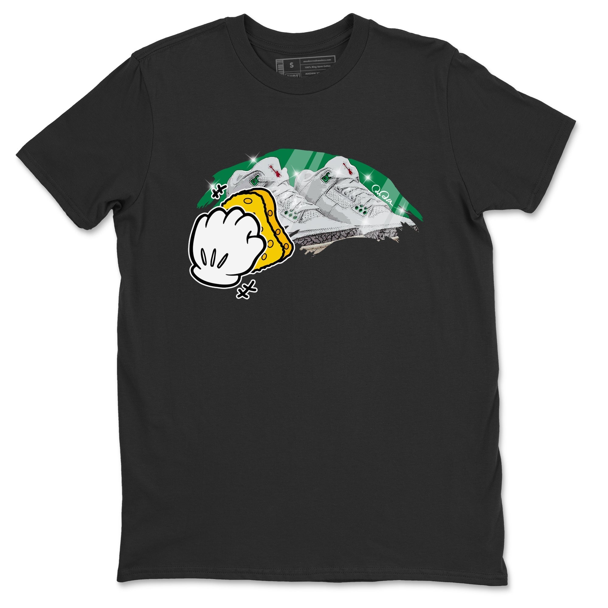 Air Jordan 3 Lucky Green Sneaker Match Tees Wiping Streetwear Sneaker Shirt AJ3 Lucky Green Sneaker Release Tees Unisex Shirts Black 2