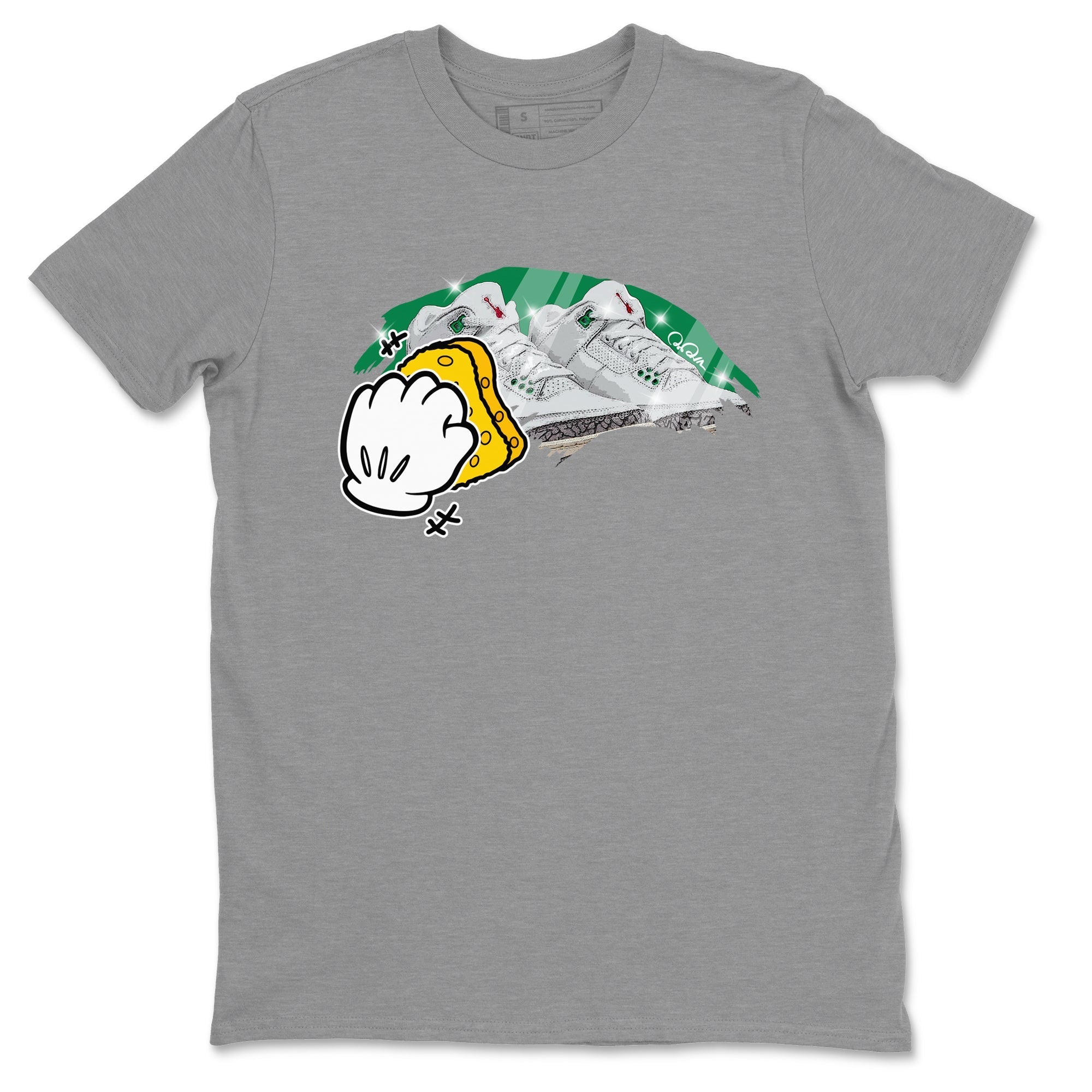 Air Jordan 3 Lucky Green Sneaker Match Tees Wiping Streetwear Sneaker Shirt AJ3 Lucky Green Sneaker Release Tees Unisex Shirts Heather Grey 2