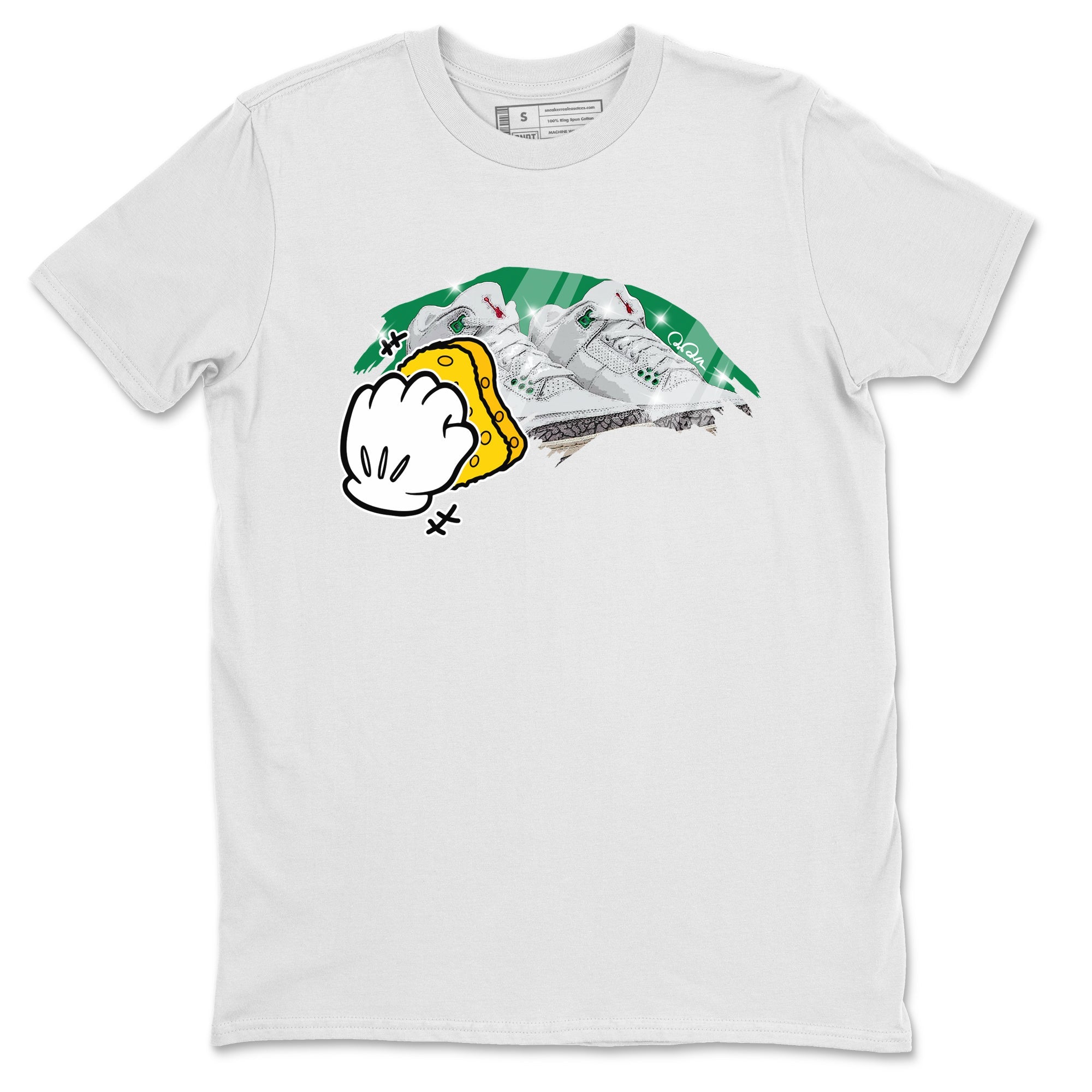 Air Jordan 3 Lucky Green Sneaker Match Tees Wiping Streetwear Sneaker Shirt AJ3 Lucky Green Sneaker Release Tees Unisex Shirts White 2