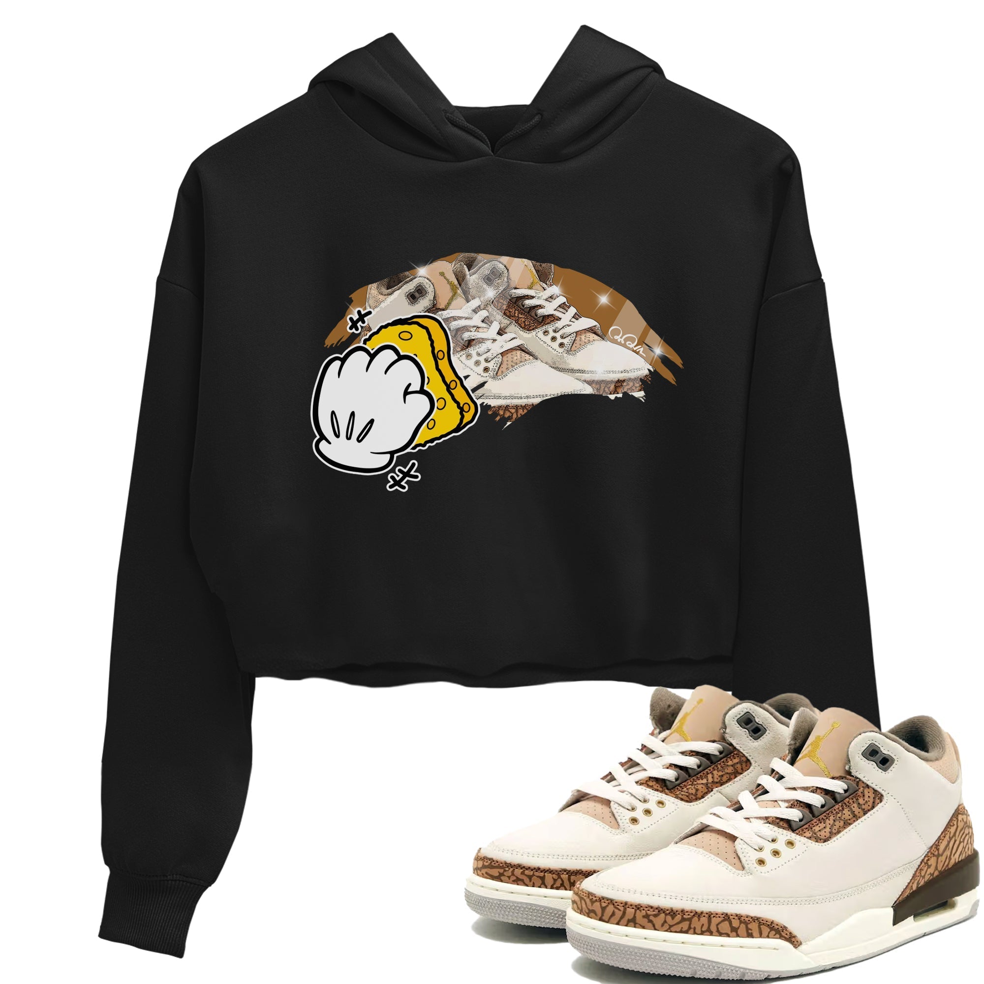 Air Jordan 3 Palomino Sneaker Match Tees Wiping Sneaker Tees AJ3 Palomino Sneaker Release Tees Women's Shirts Black 1