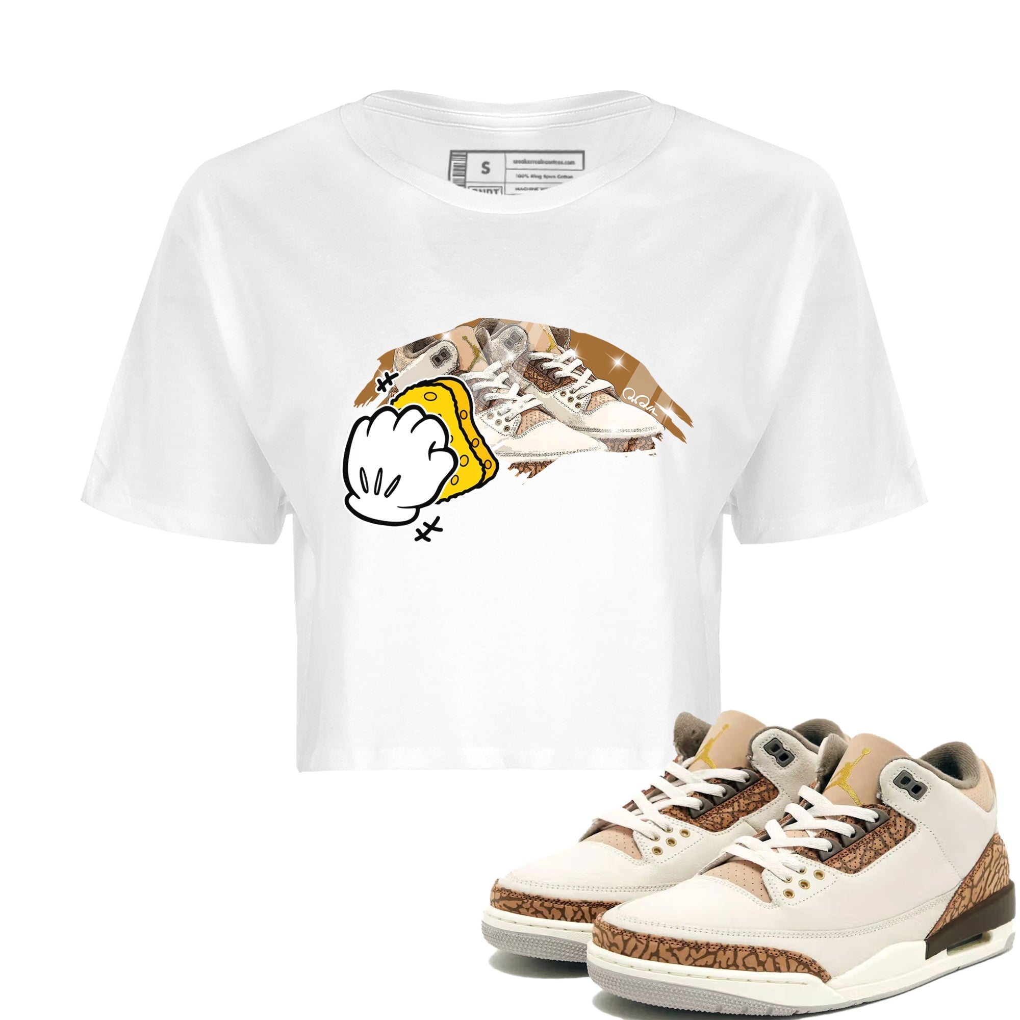 Air Jordan 3 Palomino Sneaker Match Tees Wiping Sneaker Tees AJ3 Palomino Sneaker Release Tees Women's Shirts White 1