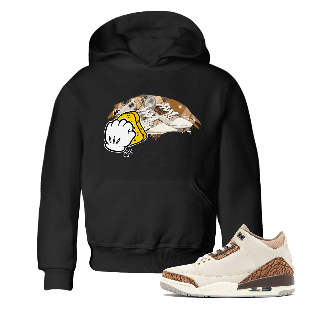 Air Jordan 3 Palomino Sneaker Match Tees Wiping Sneaker Tees AJ3 Palomino Sneaker Release Tees Kids Shirts Black 1