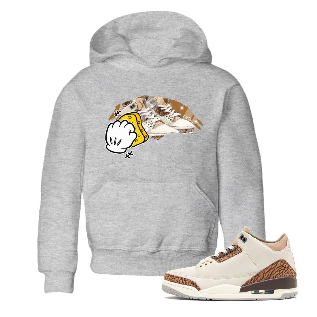 Air Jordan 3 Palomino Sneaker Match Tees Wiping Sneaker Tees AJ3 Palomino Sneaker Release Tees Kids Shirts Heather Grey 1