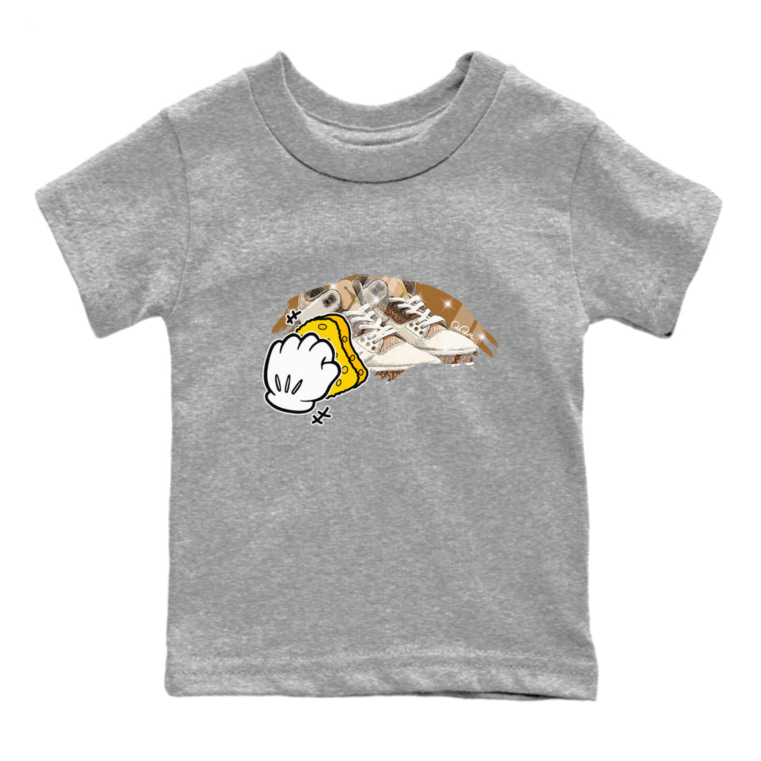 Air Jordan 3 Palomino Sneaker Match Tees Wiping Sneaker Tees AJ3 Palomino Sneaker Release Tees Kids Shirts Heather Grey 2