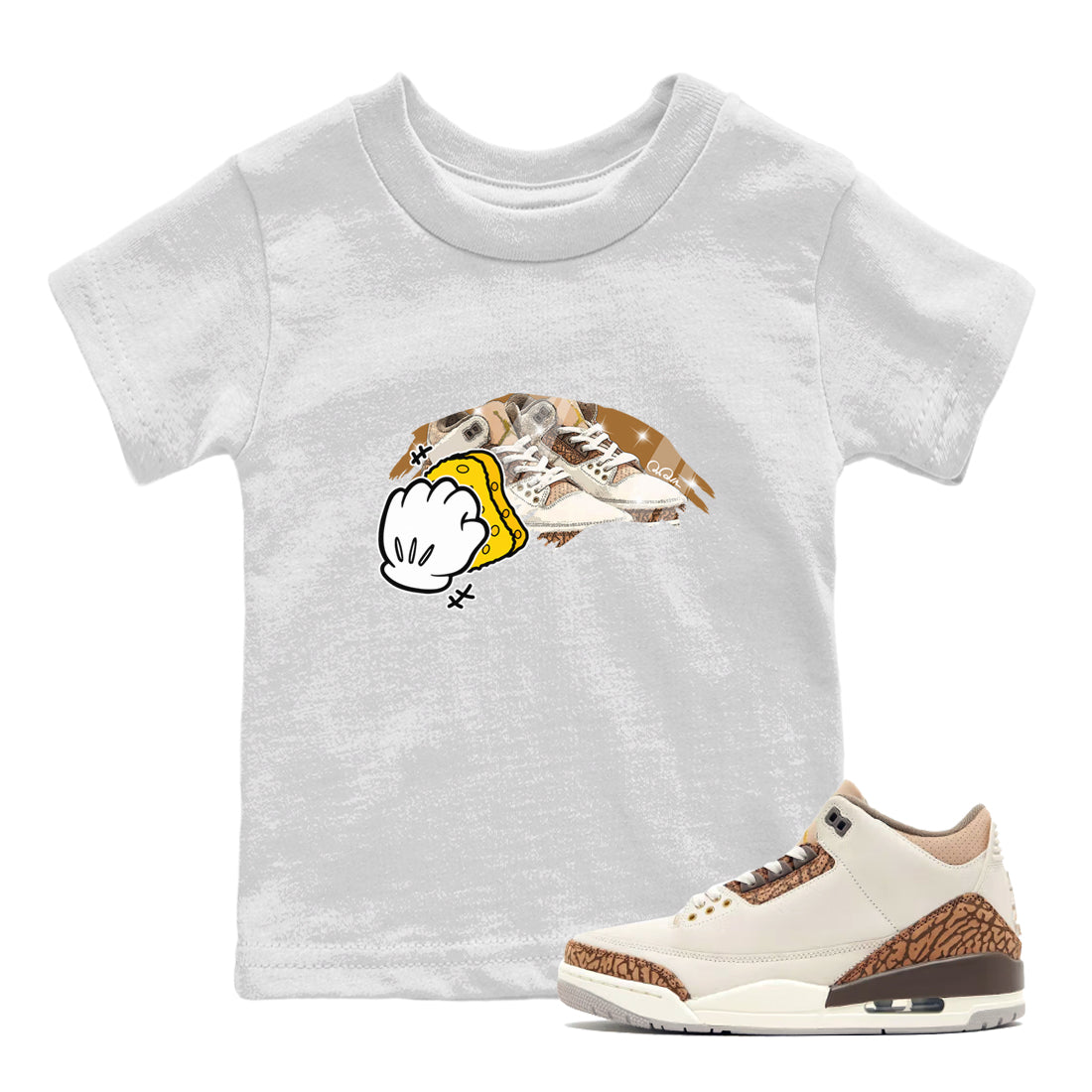 Air Jordan 3 Palomino Sneaker Match Tees Wiping Sneaker Tees AJ3 Palomino Sneaker Release Tees Kids Shirts White 1