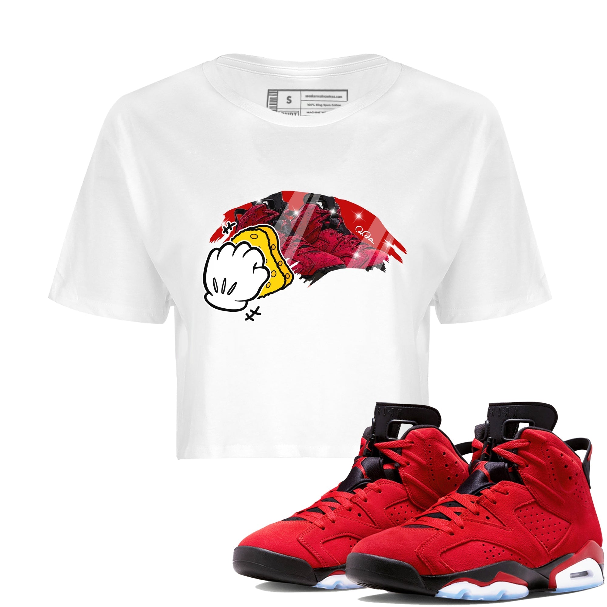 Air Jordan 6 Toro Bravo Sneaker Match Tees Wiping Streetwear Sneaker Shirt AJ6 Toro Bravo Sneaker Release Tees Women's Shirts White 1