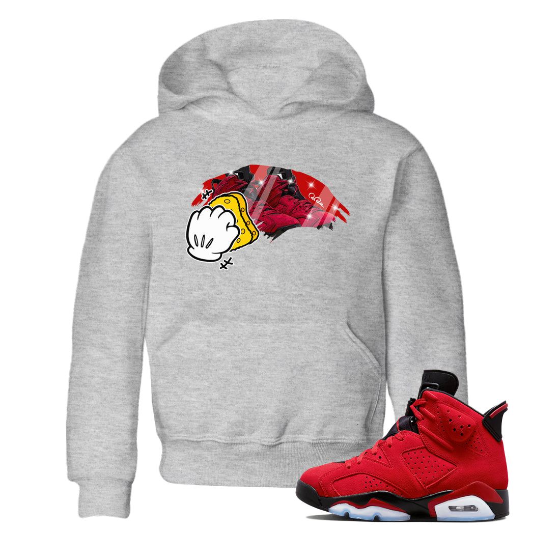 Air Jordan 6 Toro Bravo Sneaker Match Tees Wiping Streetwear Sneaker Shirt AJ6 Toro Bravo Sneaker Release Tees Kids Shirts Heather Grey 1