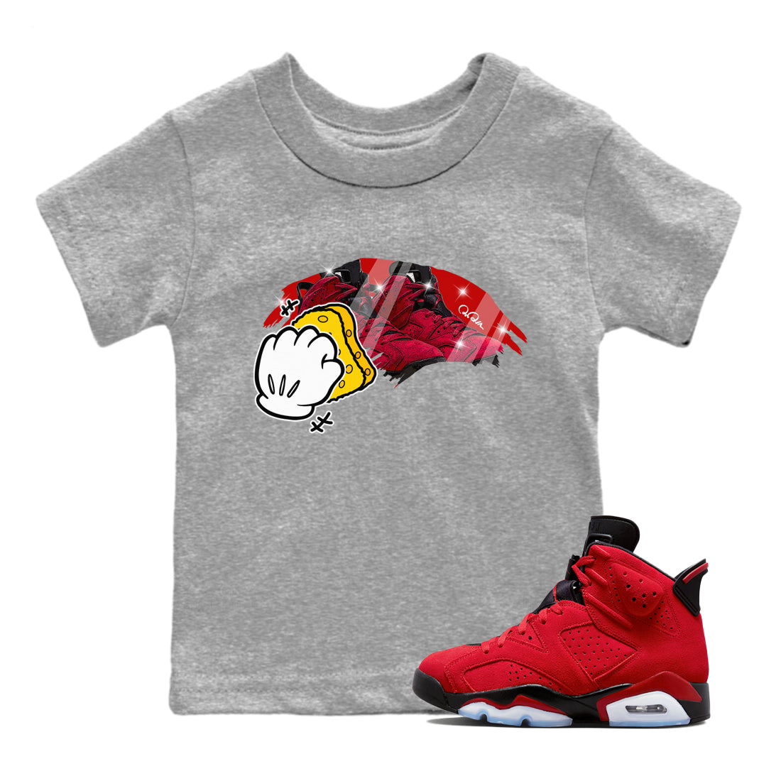 Air Jordan 6 Toro Bravo Sneaker Match Tees Wiping Streetwear Sneaker Shirt AJ6 Toro Bravo Sneaker Release Tees Kids Shirts Heather Grey 1