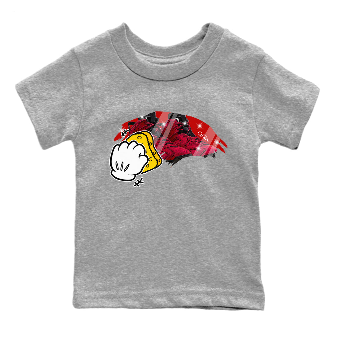 Air Jordan 6 Toro Bravo Sneaker Match Tees Wiping Streetwear Sneaker Shirt AJ6 Toro Bravo Sneaker Release Tees Kids Shirts Heather Grey 2