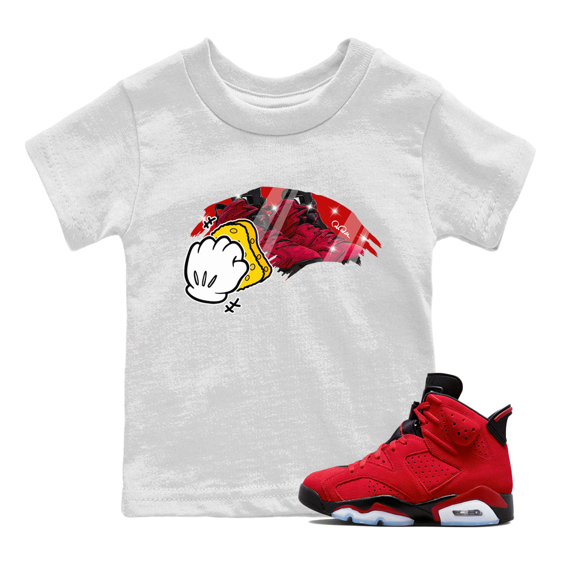 Air Jordan 6 Toro Bravo Sneaker Match Tees Wiping Streetwear Sneaker Shirt AJ6 Toro Bravo Sneaker Release Tees Kids Shirts White 1