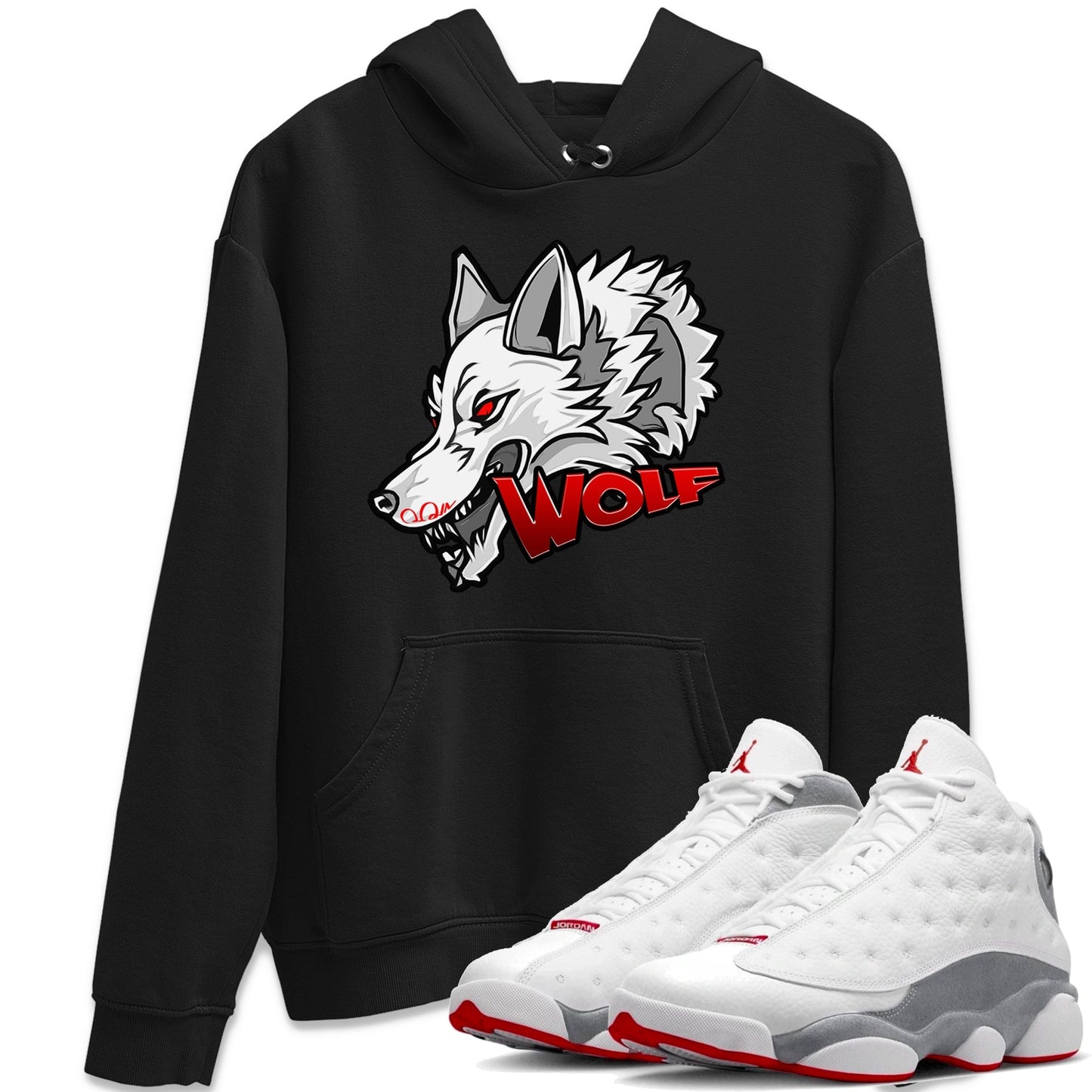 Air Jordan 13 Wolf Grey Sneaker Match Tees Wolf Head Sneaker Tees AJ13 Wolf Grey Sneaker Release Tees Unisex Shirts Black 1