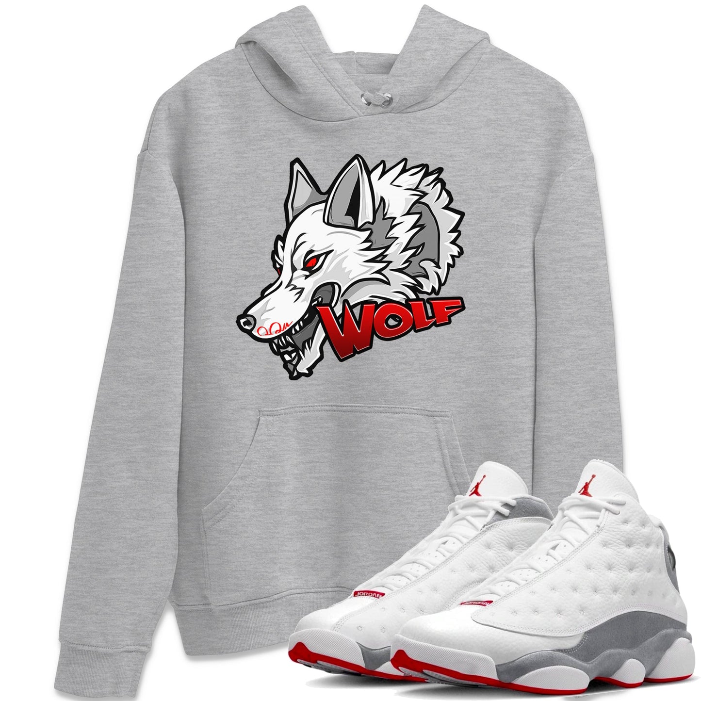 Air Jordan 13 Wolf Grey Sneaker Match Tees Wolf Head Sneaker Tees AJ13 Wolf Grey Sneaker Release Tees Unisex Shirts Heather Grey 1