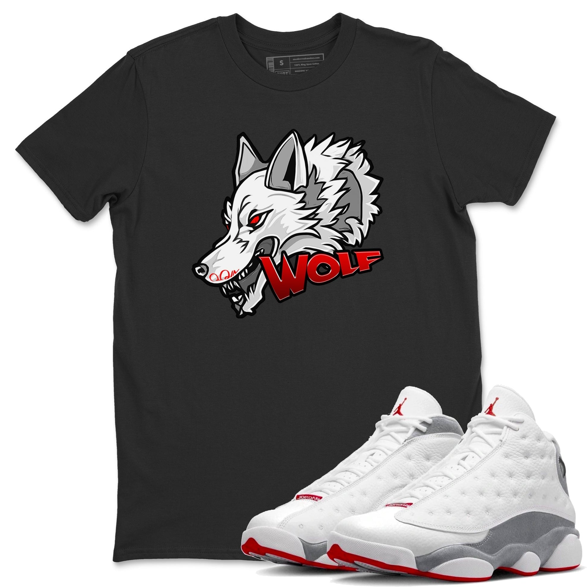 Air Jordan 13 Wolf Grey Sneaker Match Tees Wolf Head Sneaker Tees AJ13 Wolf Grey Sneaker Release Tees Unisex Shirts Black 1