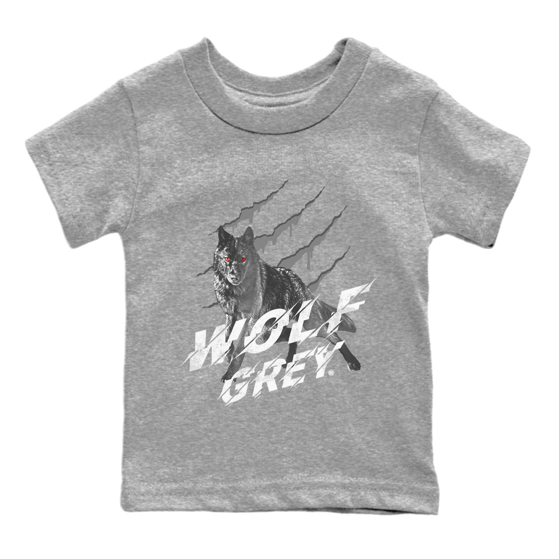 Air Jordan 13 Wolf Grey Sneaker Match Tees Wolf Scratch Sneaker Tees Air Jordan 13 Retro Wolf Grey T-Shirt Kids Shirts Heather Grey 2