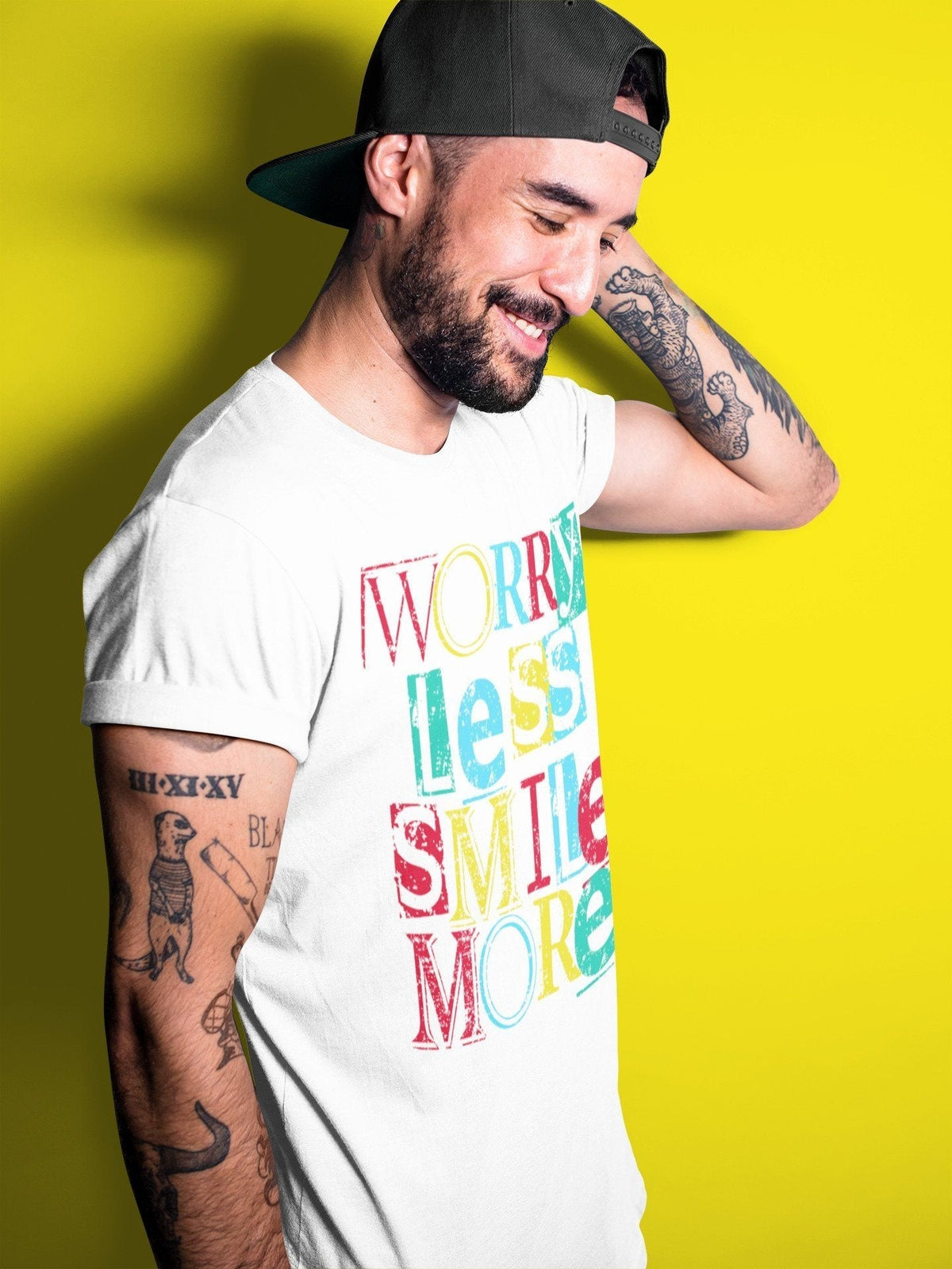 Dunk Free 99 White Sneaker Match Tees Worry Less Smile More Sneaker Tees Dunk Free 99 White Jordan to match sneaker T-Shirt Crew Neck Shirts